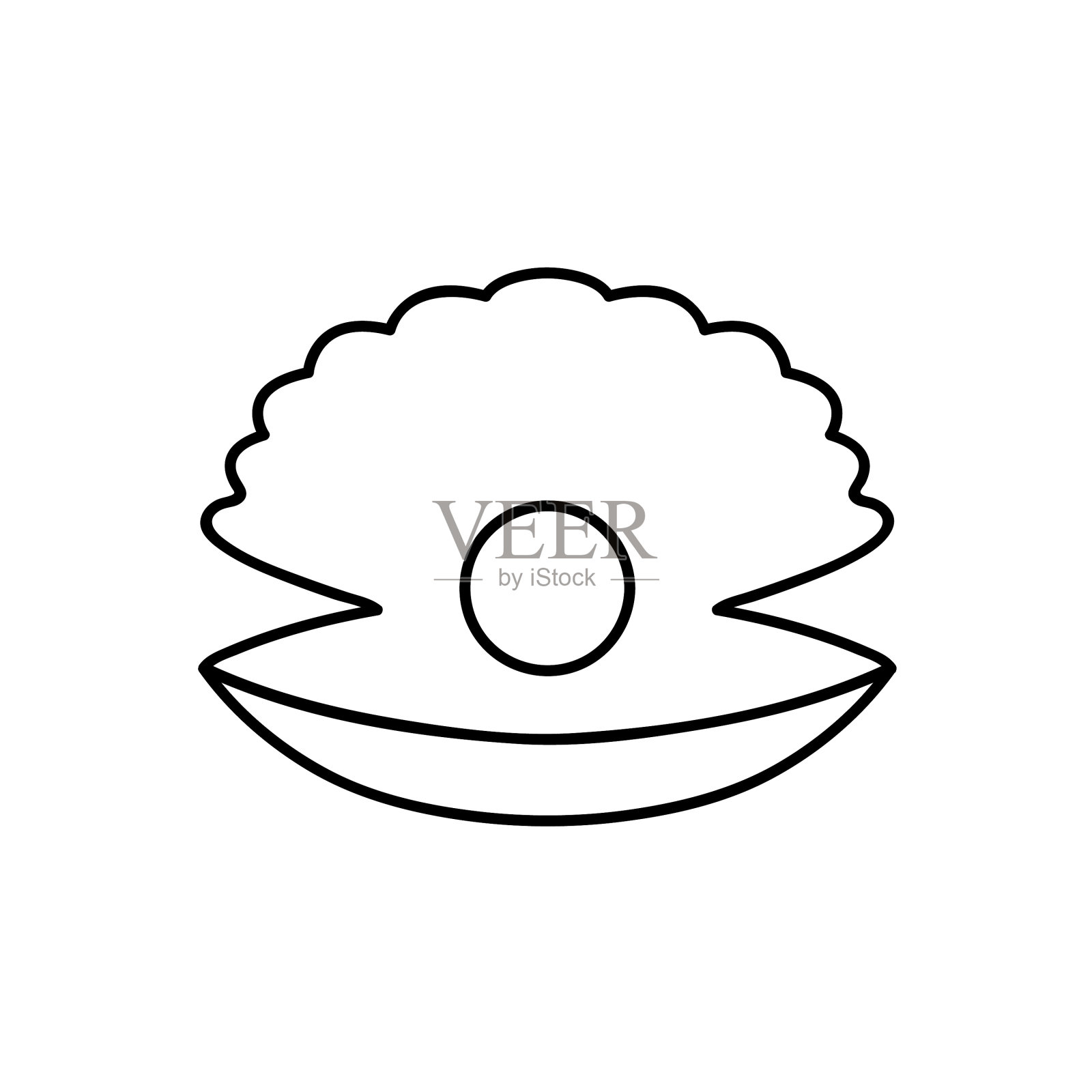 线条风格的标志类型与贝壳和珍珠隔离图标素材