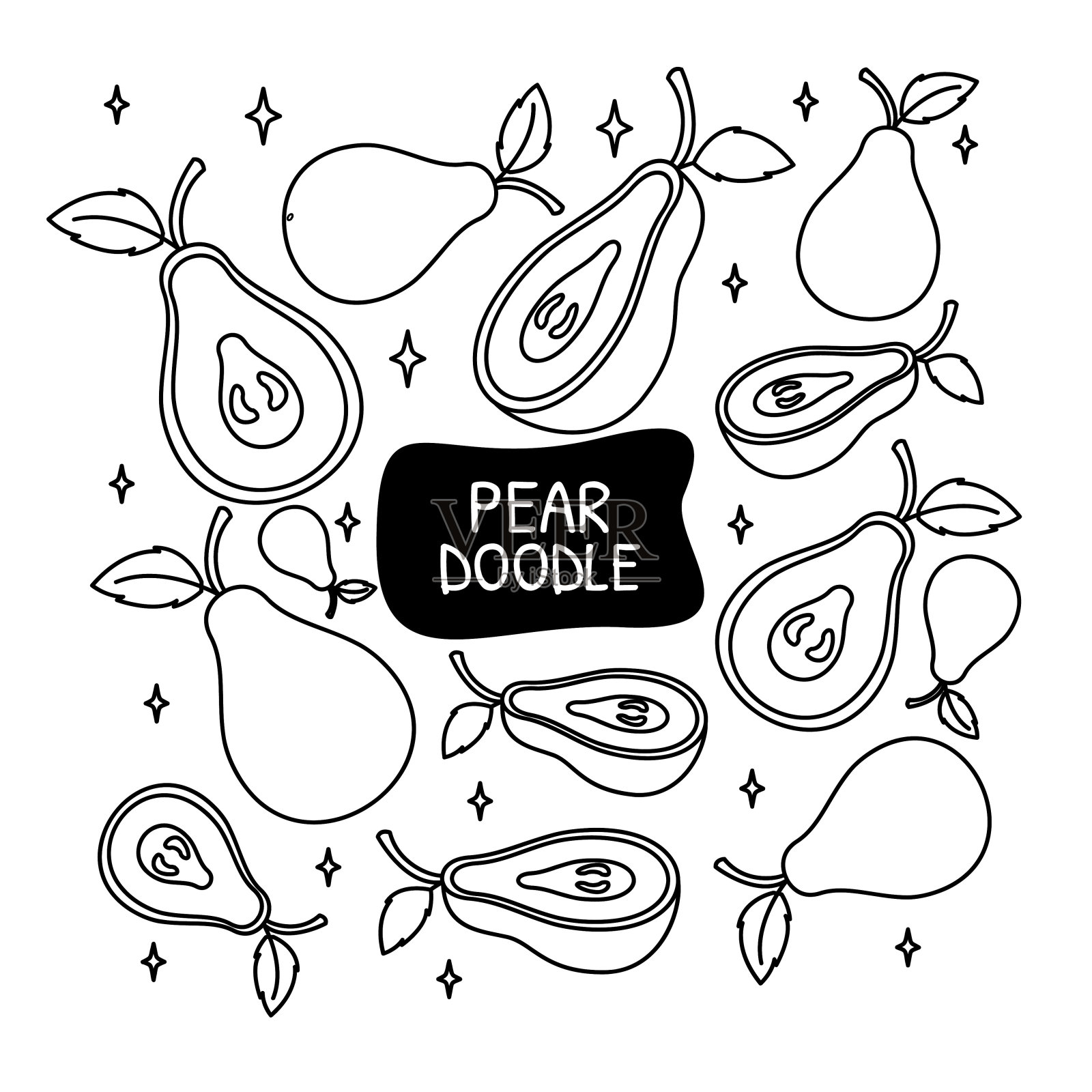 梨涂鸦手绘设计插画图片素材