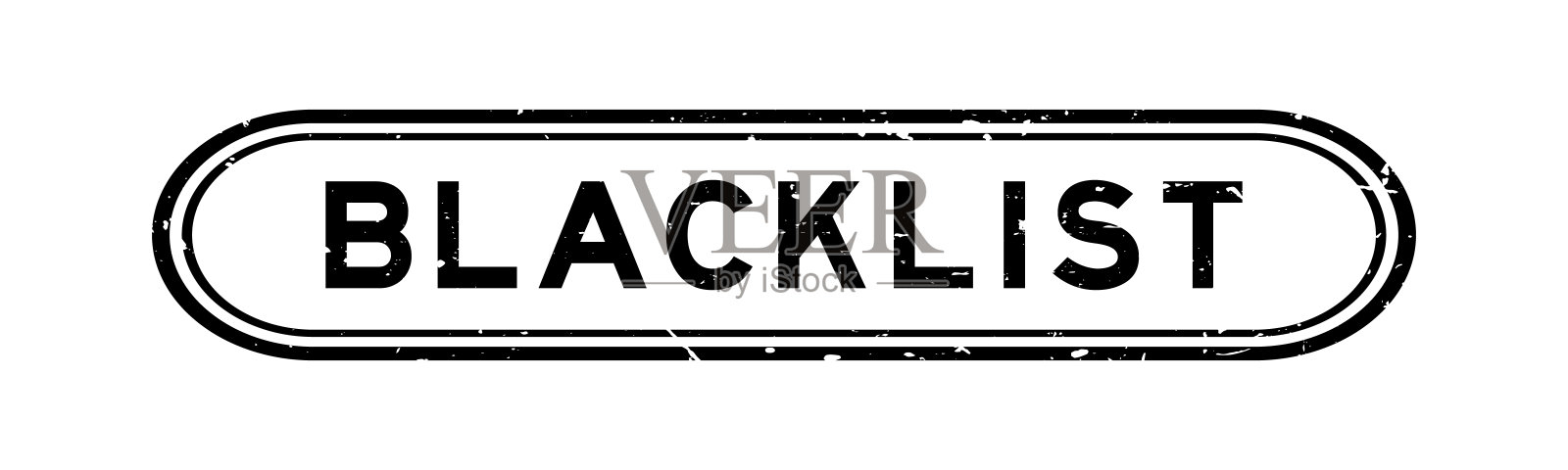 垃圾黑色黑名单字橡胶印章印章在白色背景插画图片素材