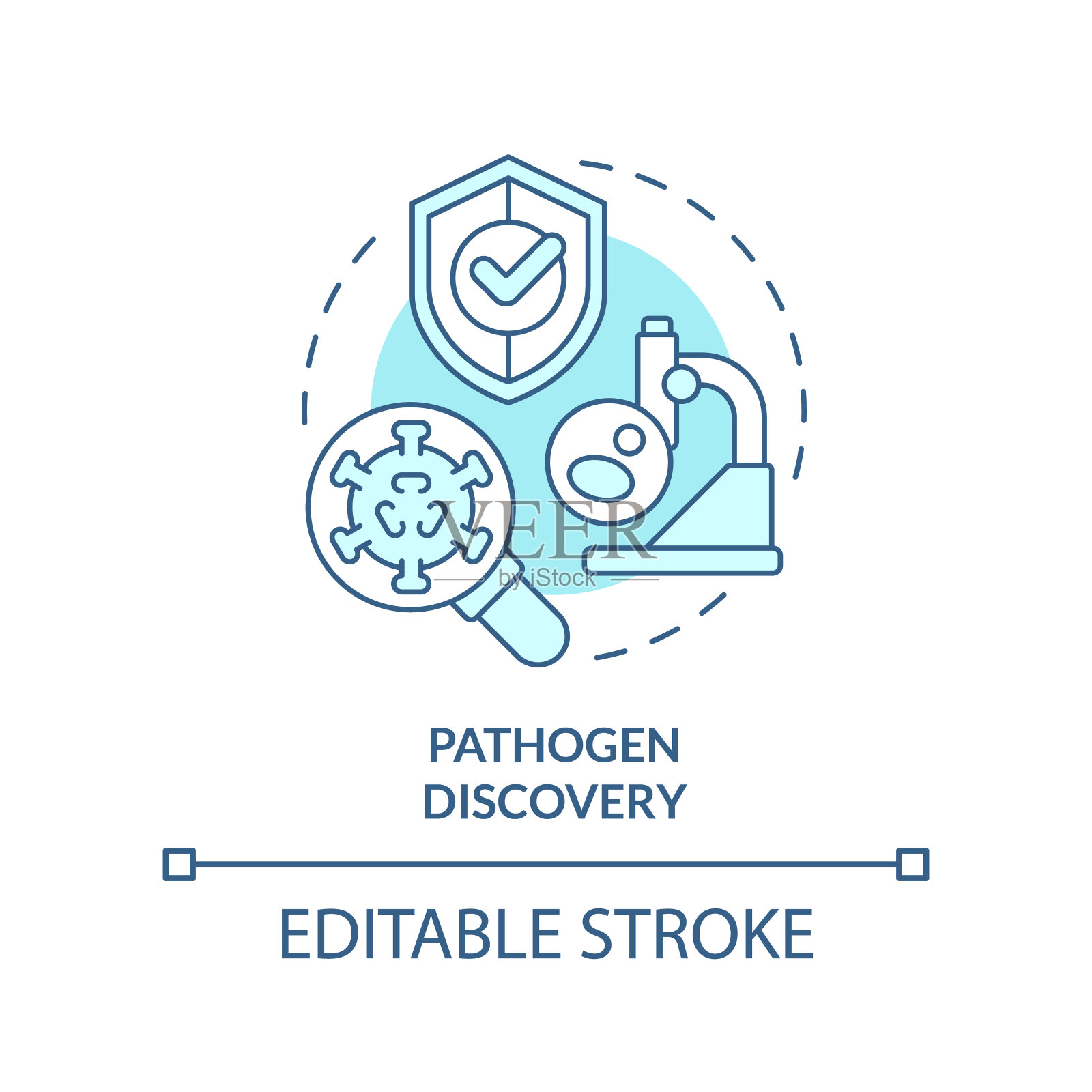 病原体发现蓝绿色概念图标插画图片素材