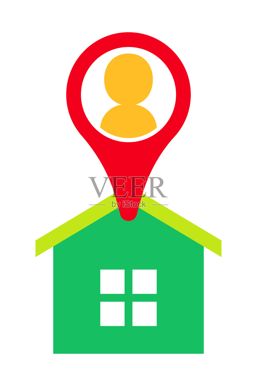 地图图钉：房屋内的一个人插画图片素材
