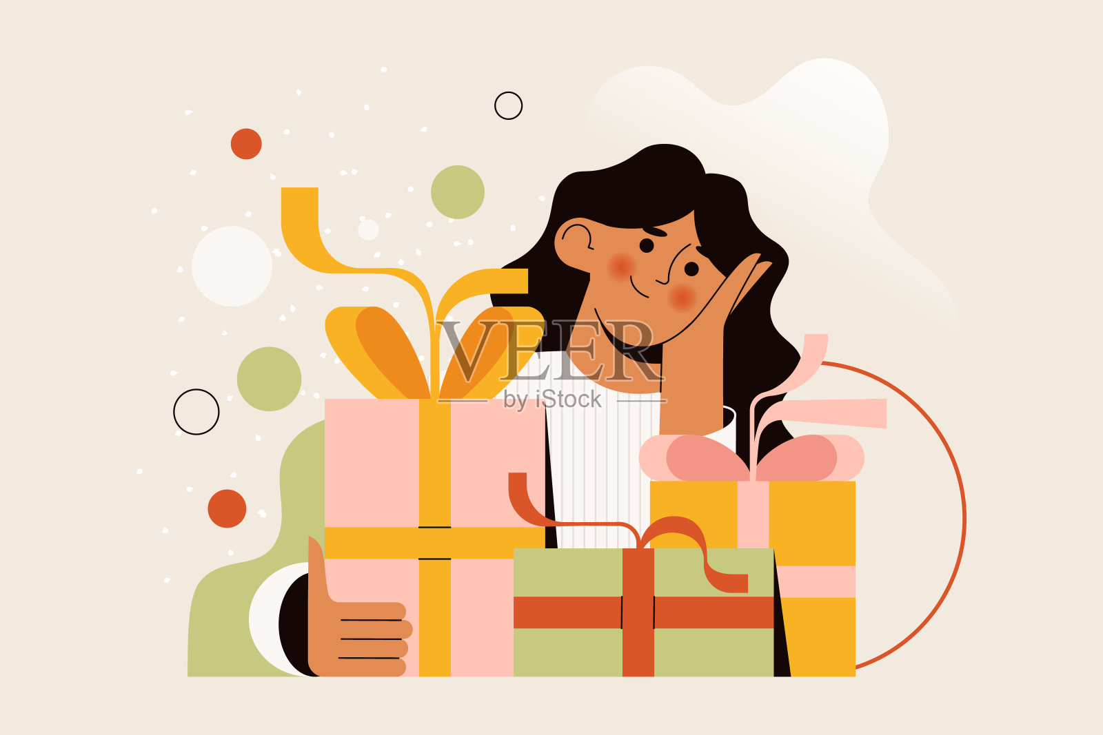 扁平风生日礼物矢量素材插画图片素材