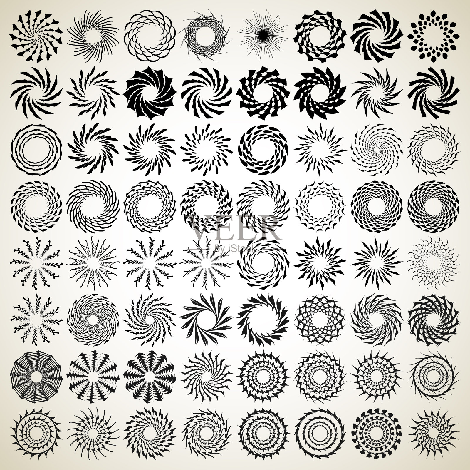抽象的螺旋漩涡旋转曼荼罗图案图标插画图片素材