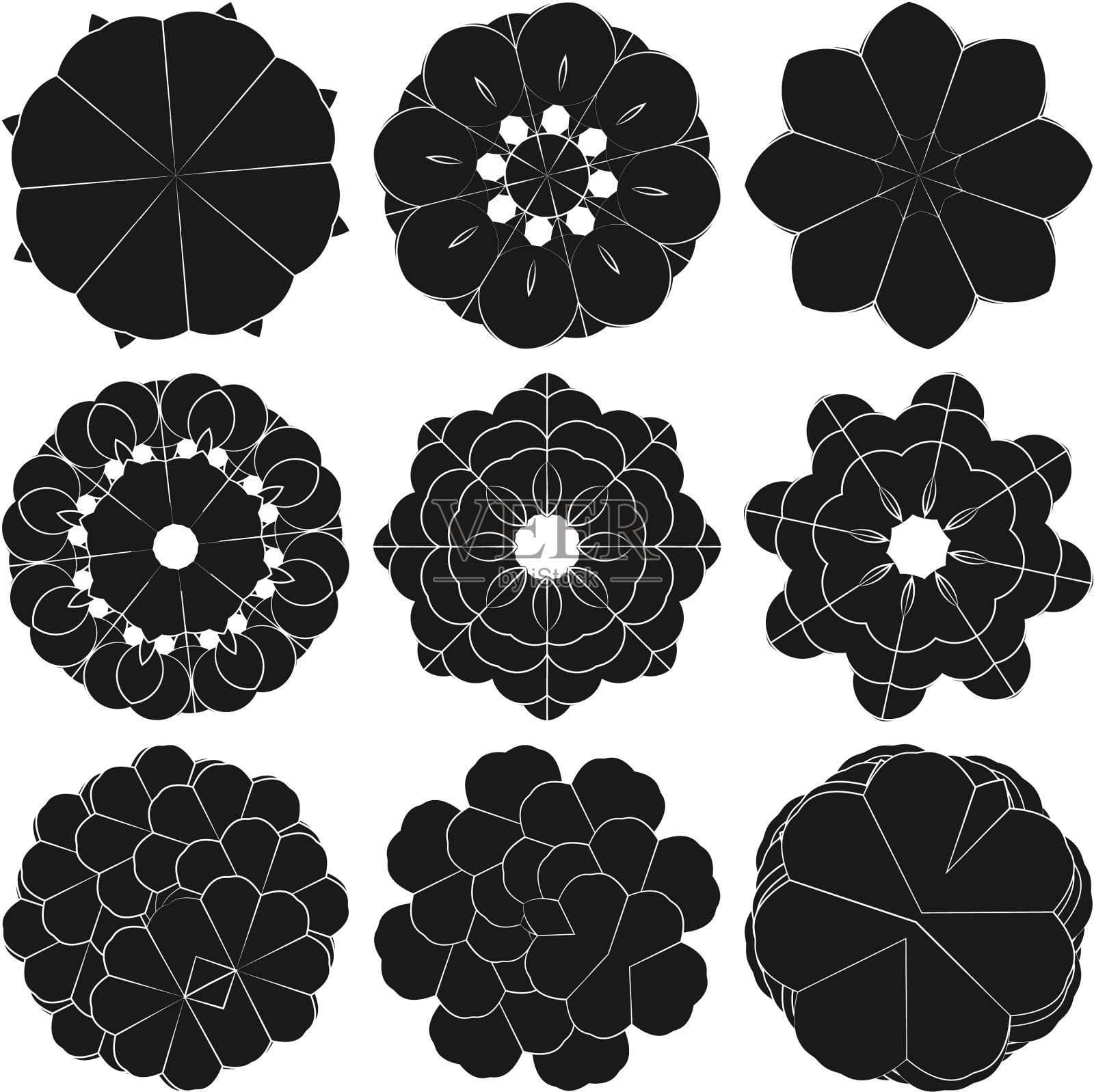 神圣几何莲花花卉图案图标插画图片素材