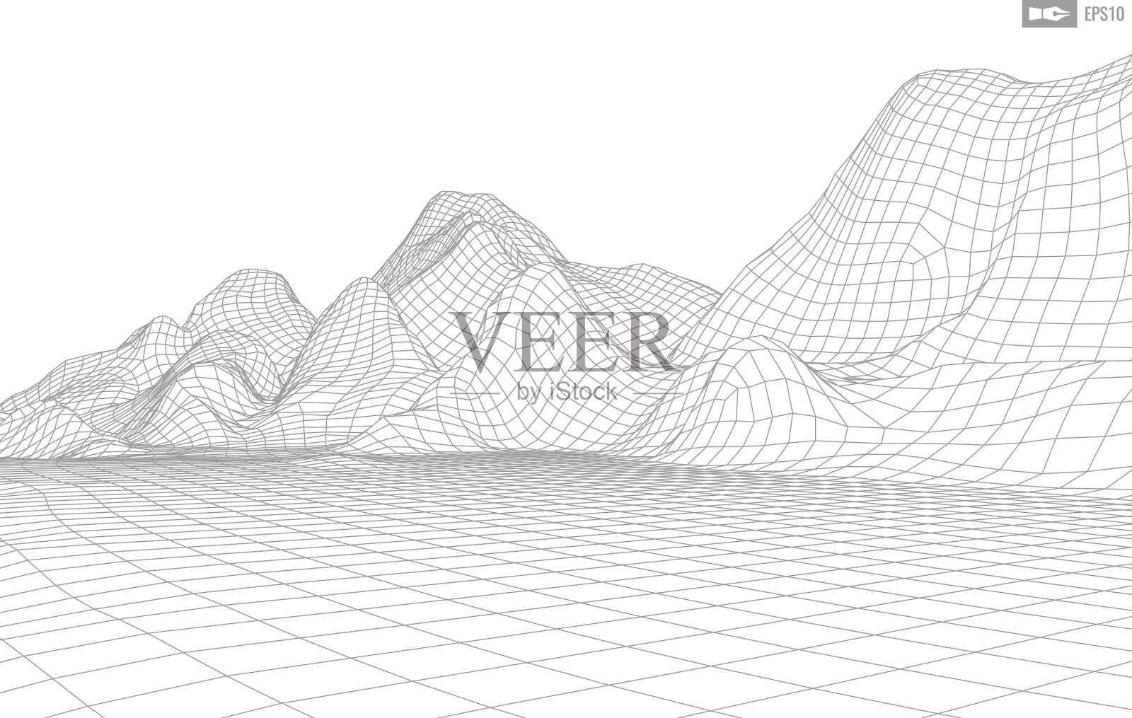 线框景观在白色背景抽象插画图片素材