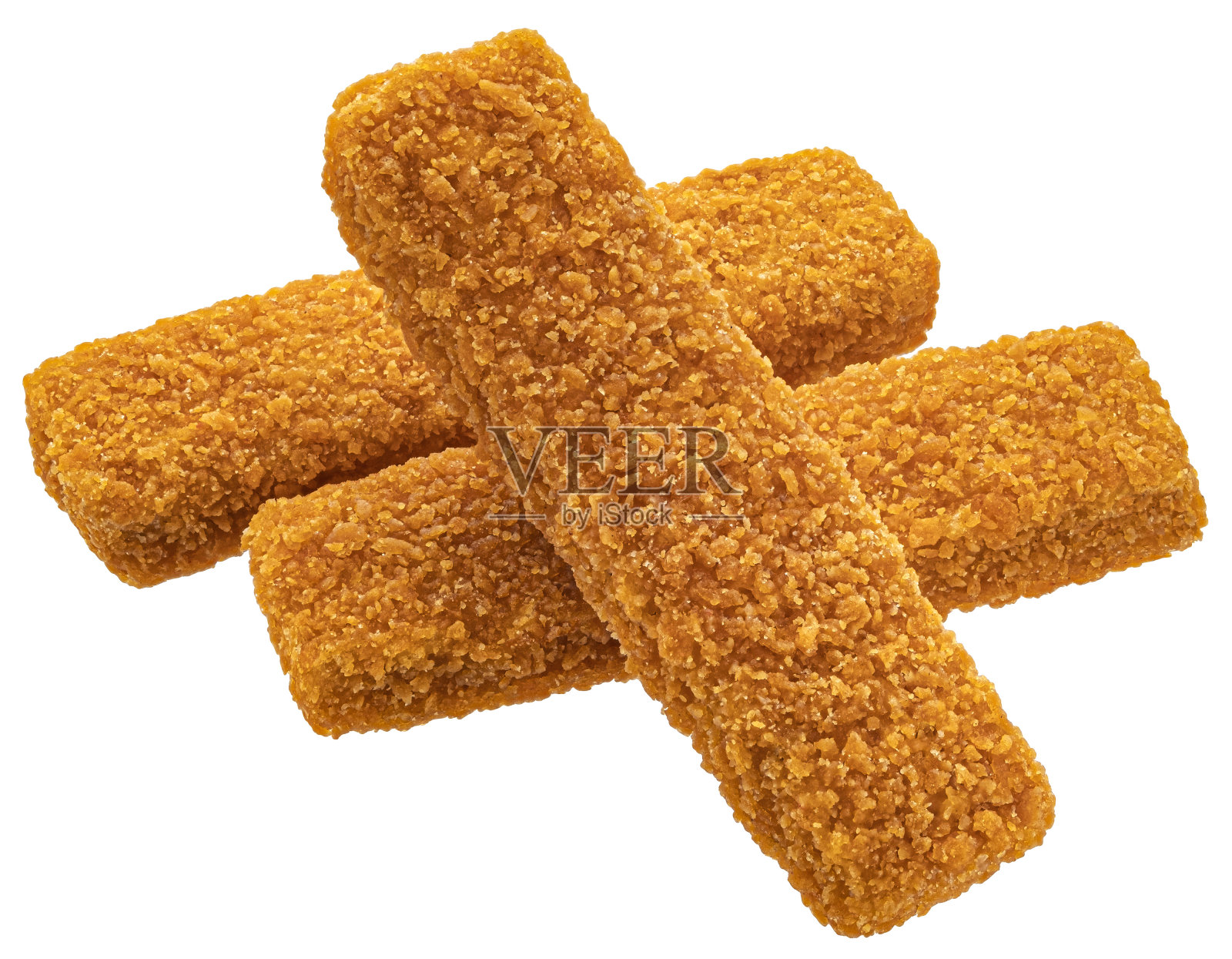 鱼指孤立，鱼饼棒孤立在白色背景照片摄影图片