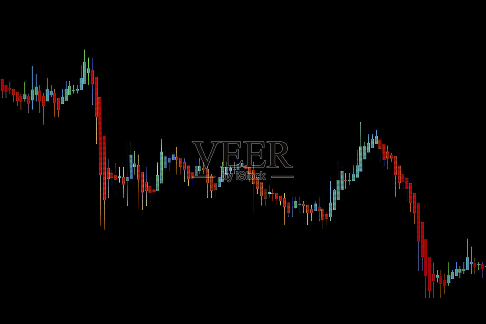 黑色背景上是股市下跌的图表。照片摄影图片