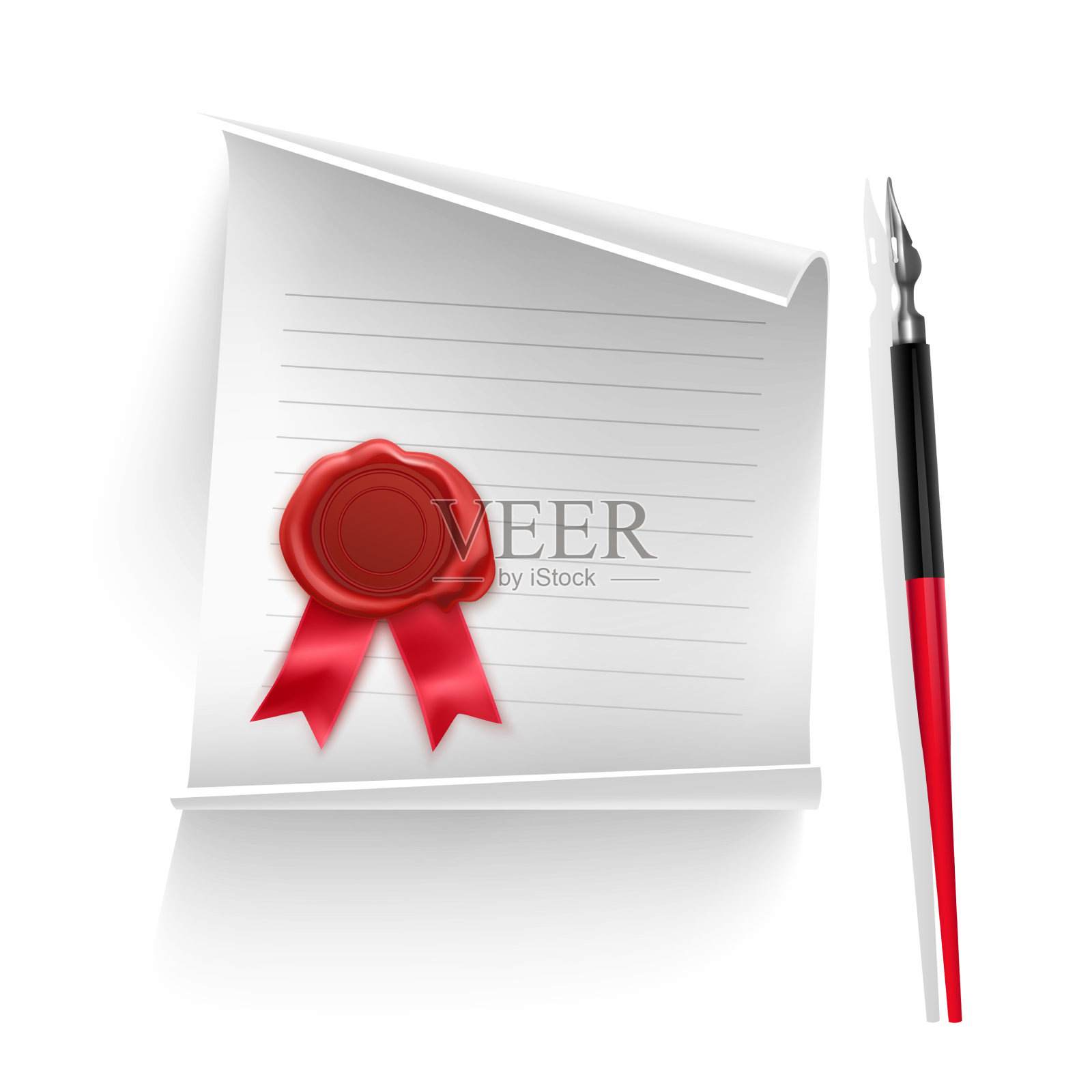 蜡章格式的白纸脚本文件插画图片素材