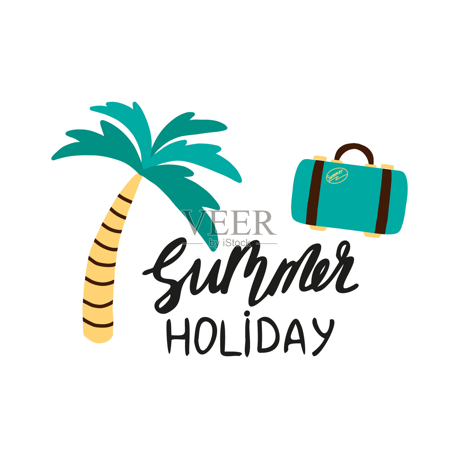 夏天的刻字插画图片素材