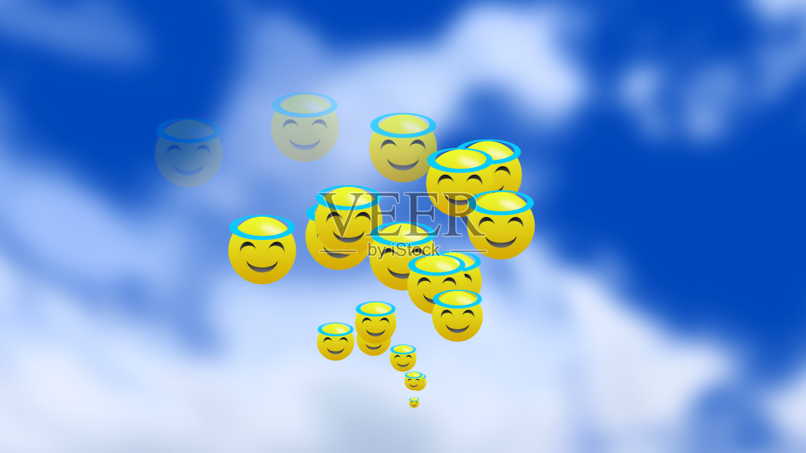 诚实的表情漂浮在天空背景动画中。照片摄影图片