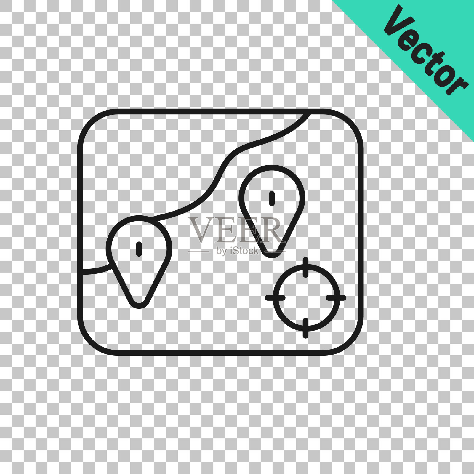 黑线位置钓鱼图标孤立上插画图片素材