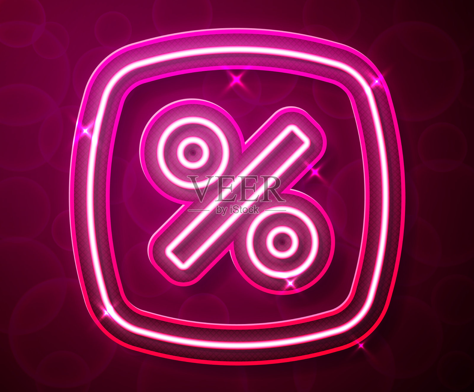 发光的霓虹灯线折扣百分比标签图标插画图片素材