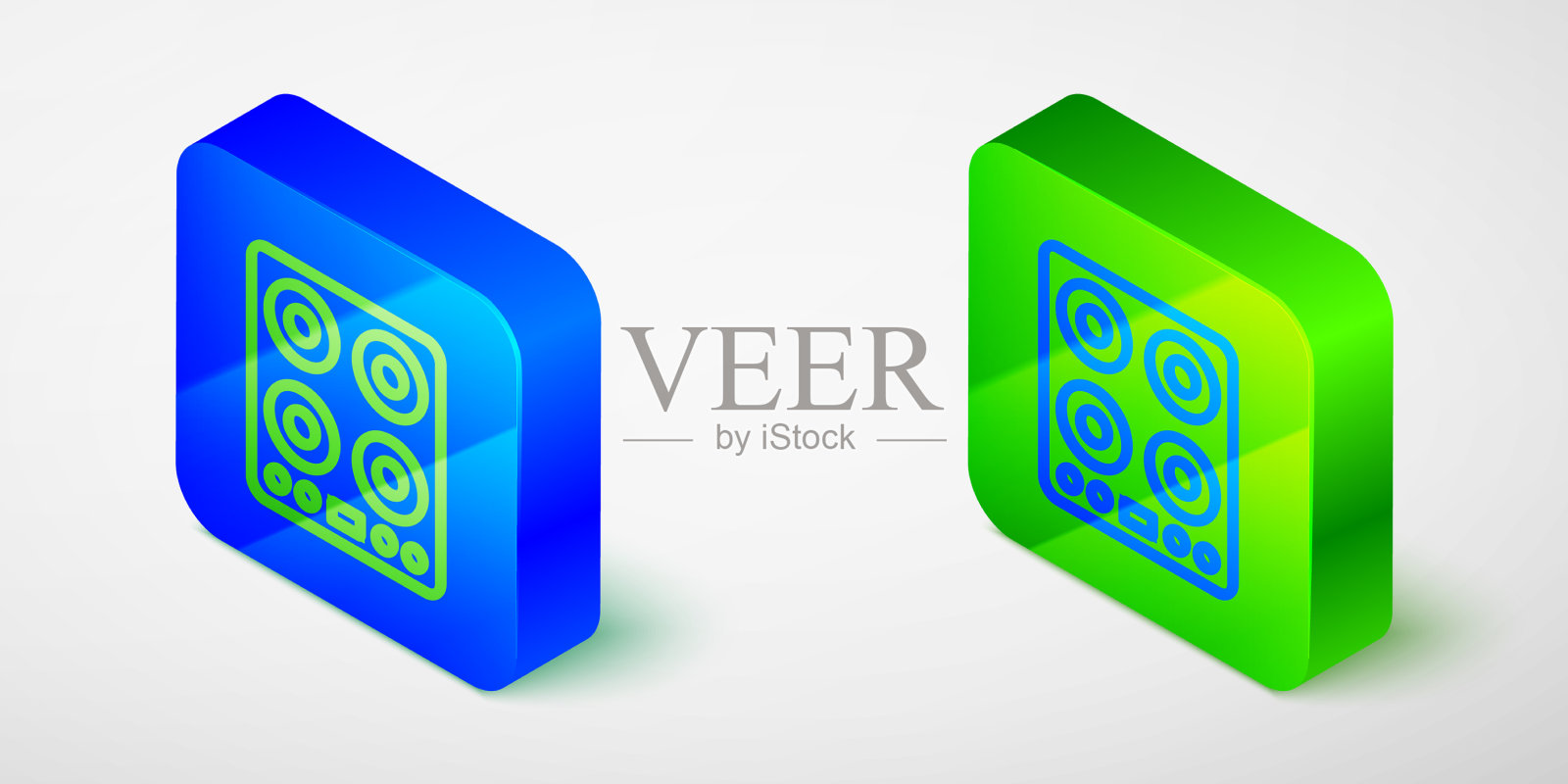 等距线煤气炉图标孤立在灰色图标素材