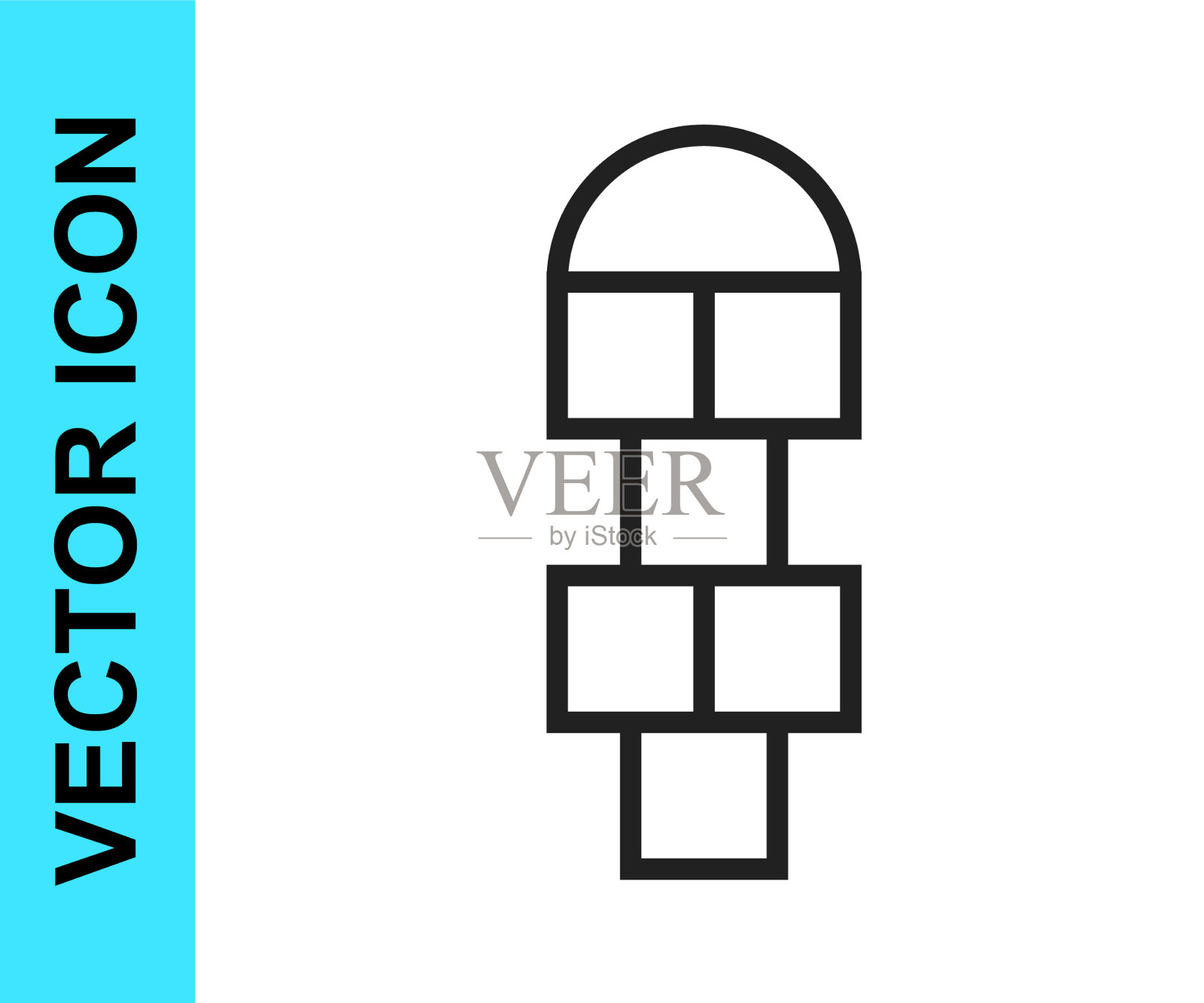 黑线跳房子图标孤立在白色图标素材