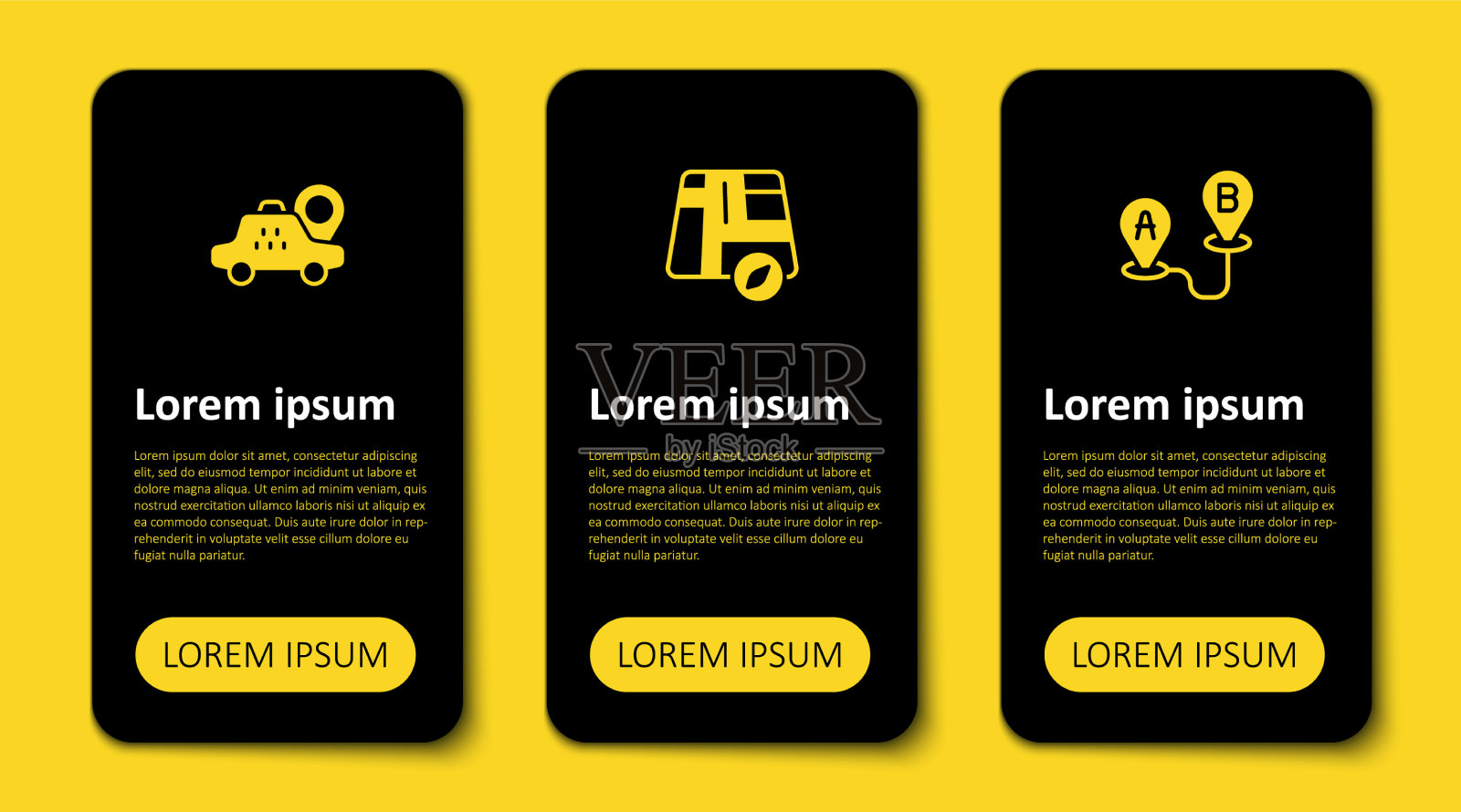 设置路线位置、位置、出租车和插画图片素材