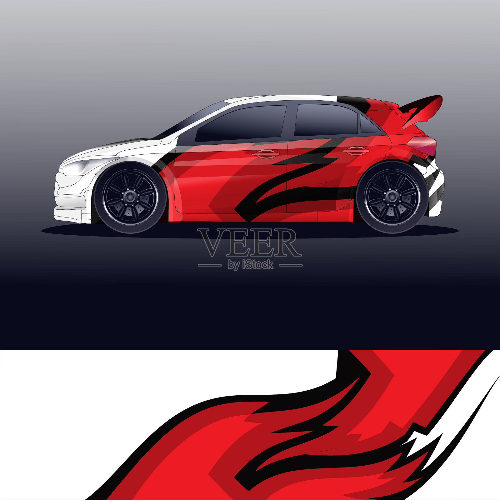拉力赛汽车贴花图形包装摘要插画图片素材