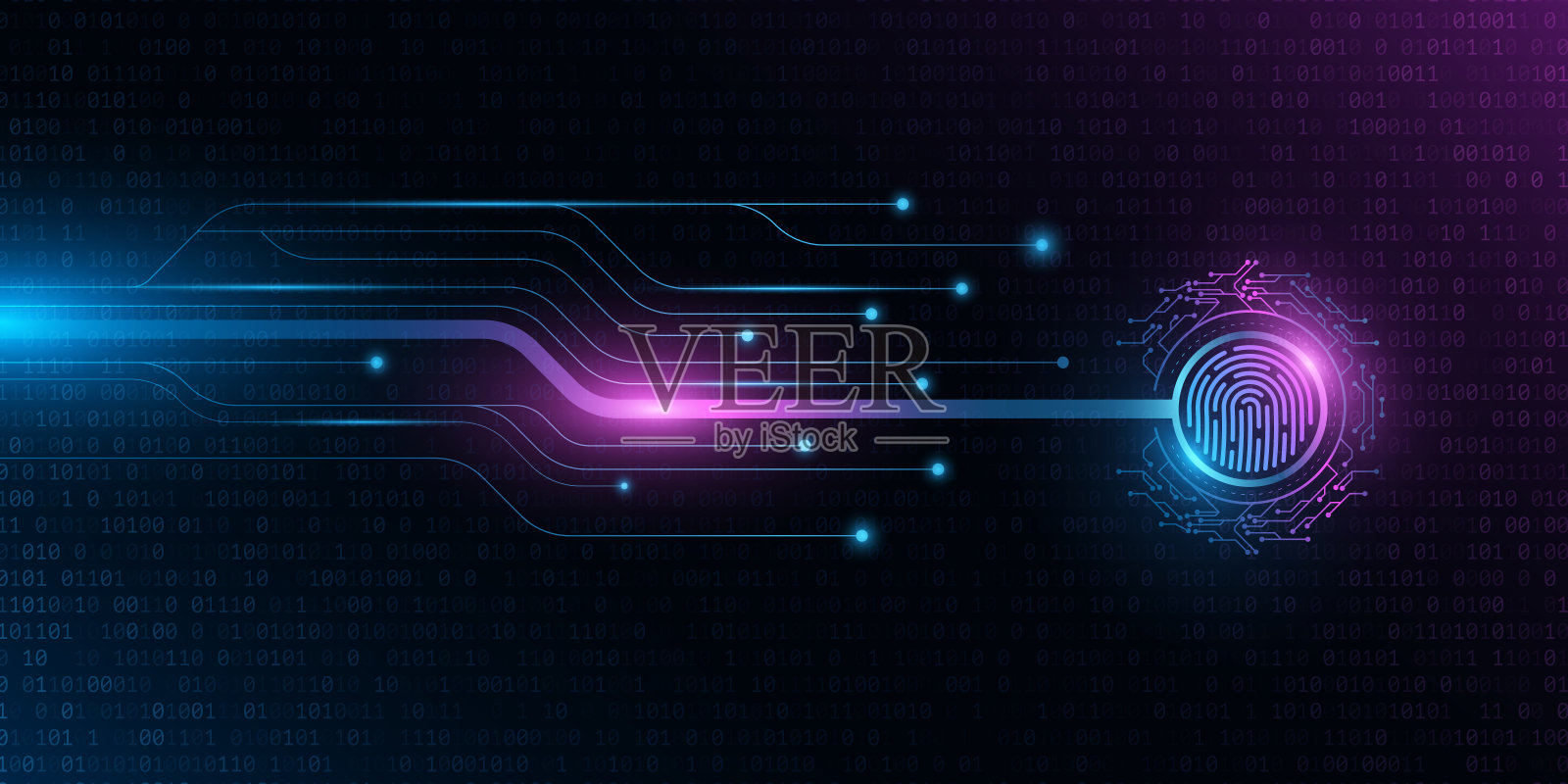 带有发光电脑电路板的现代指纹扫描。生物数据安全。指示板显示。未来触摸屏面板与传感器按钮。矢量图插画图片素材