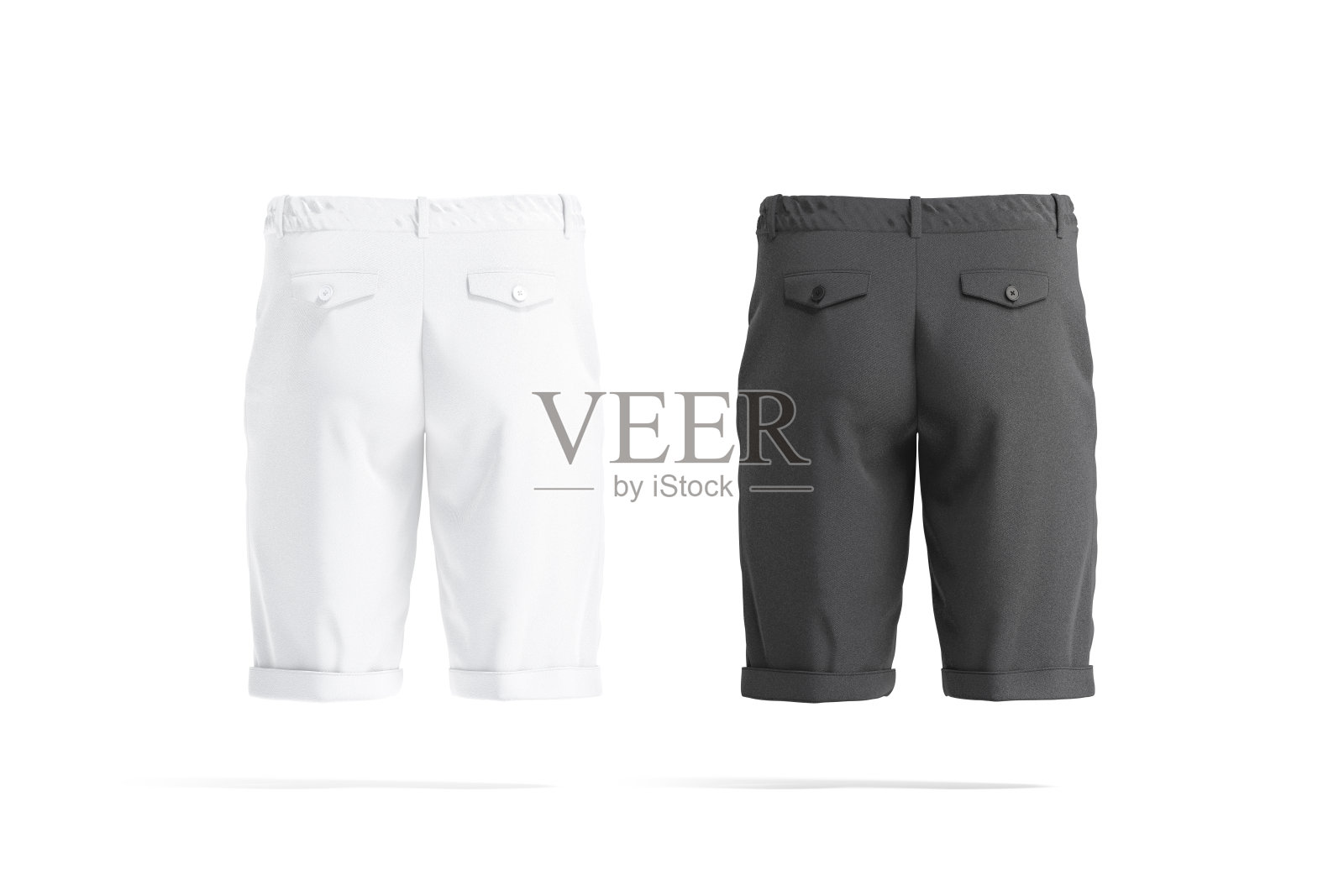 空白的黑色和白色的男人短裤模型，背面的看法照片摄影图片