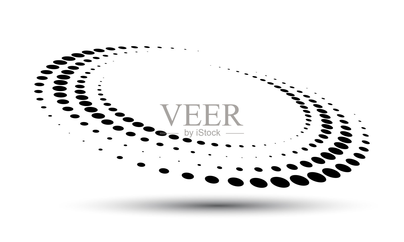 抽象点向量背景。半色调的效果。螺旋状的背景或图标。圆的视角。插画图片素材