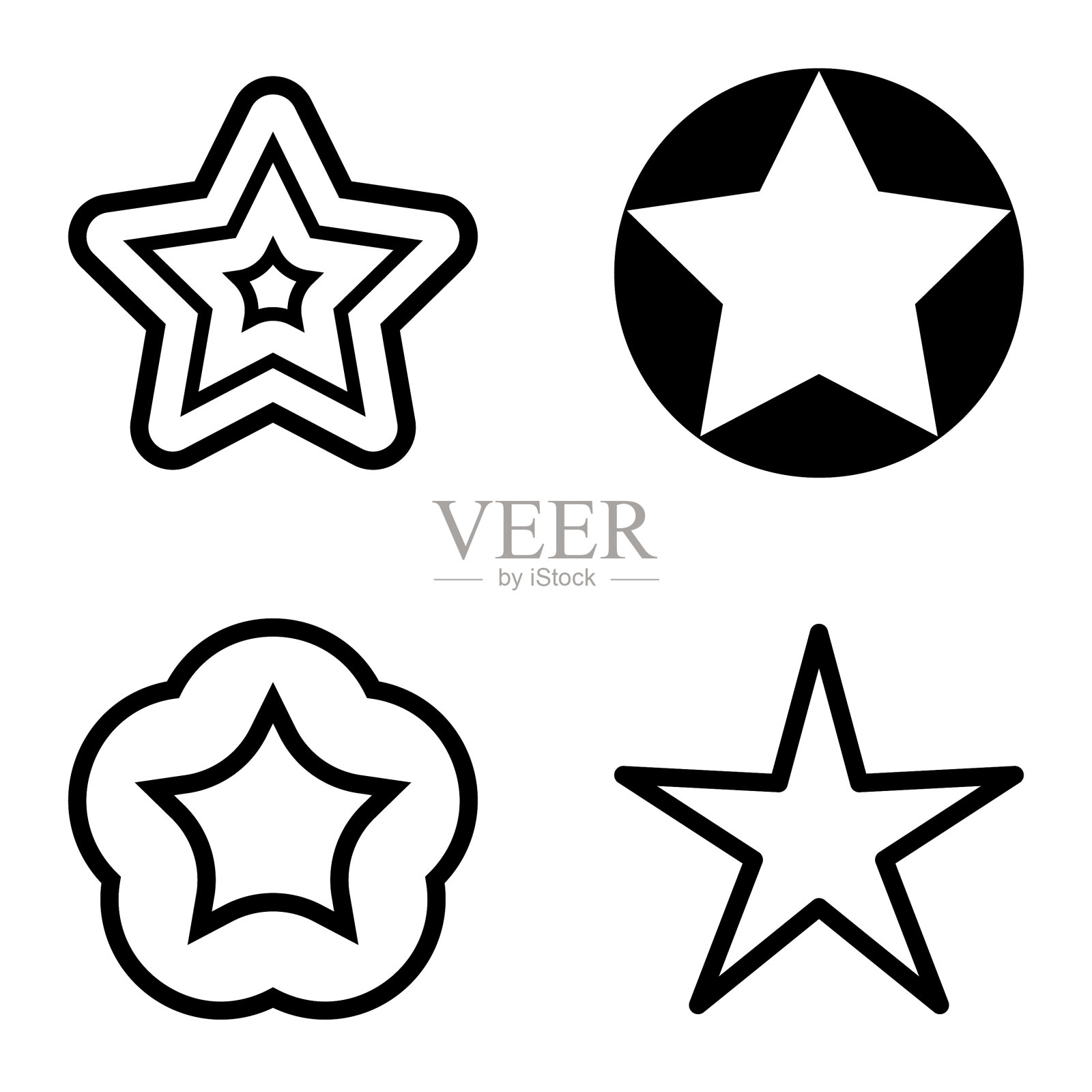 星星平面图标设置孤立在白色背景图标素材