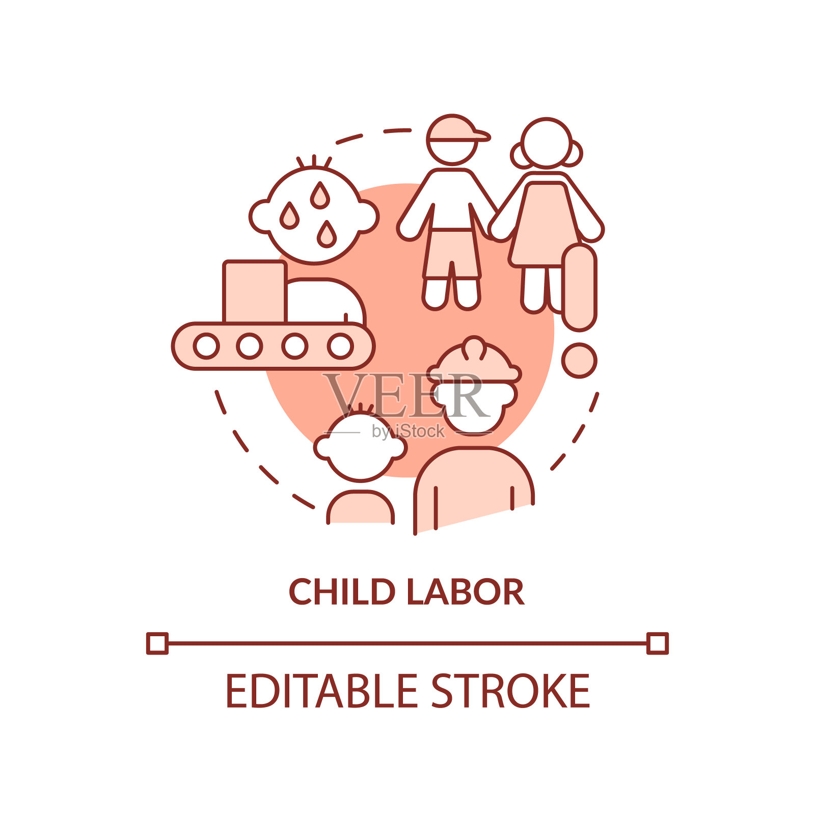 童工兵马俑概念图标插画图片素材