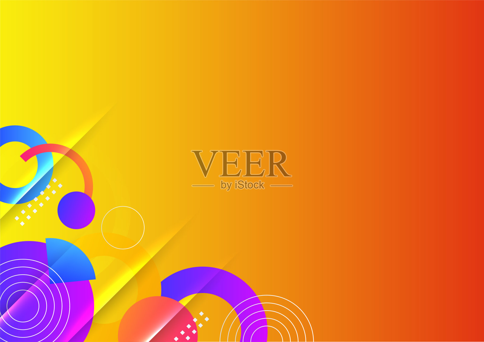 摘要彩色蓝、红、黄、橙几何孟菲斯曲线呈现背景。潮流梯度矢量插图广告，营销，演示，名片，传单，小册子。插画图片素材