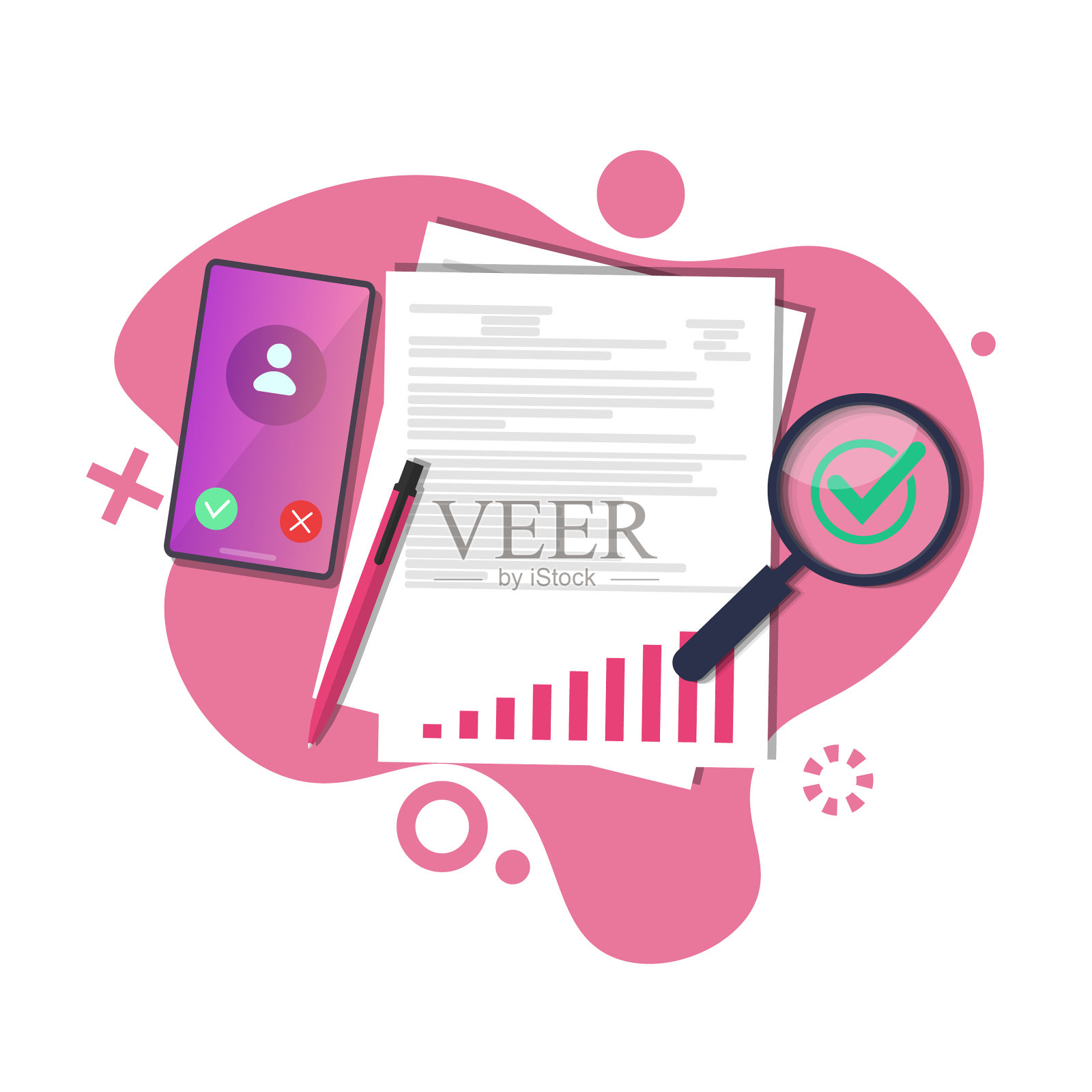 将验证数据和结果归档插画图片素材