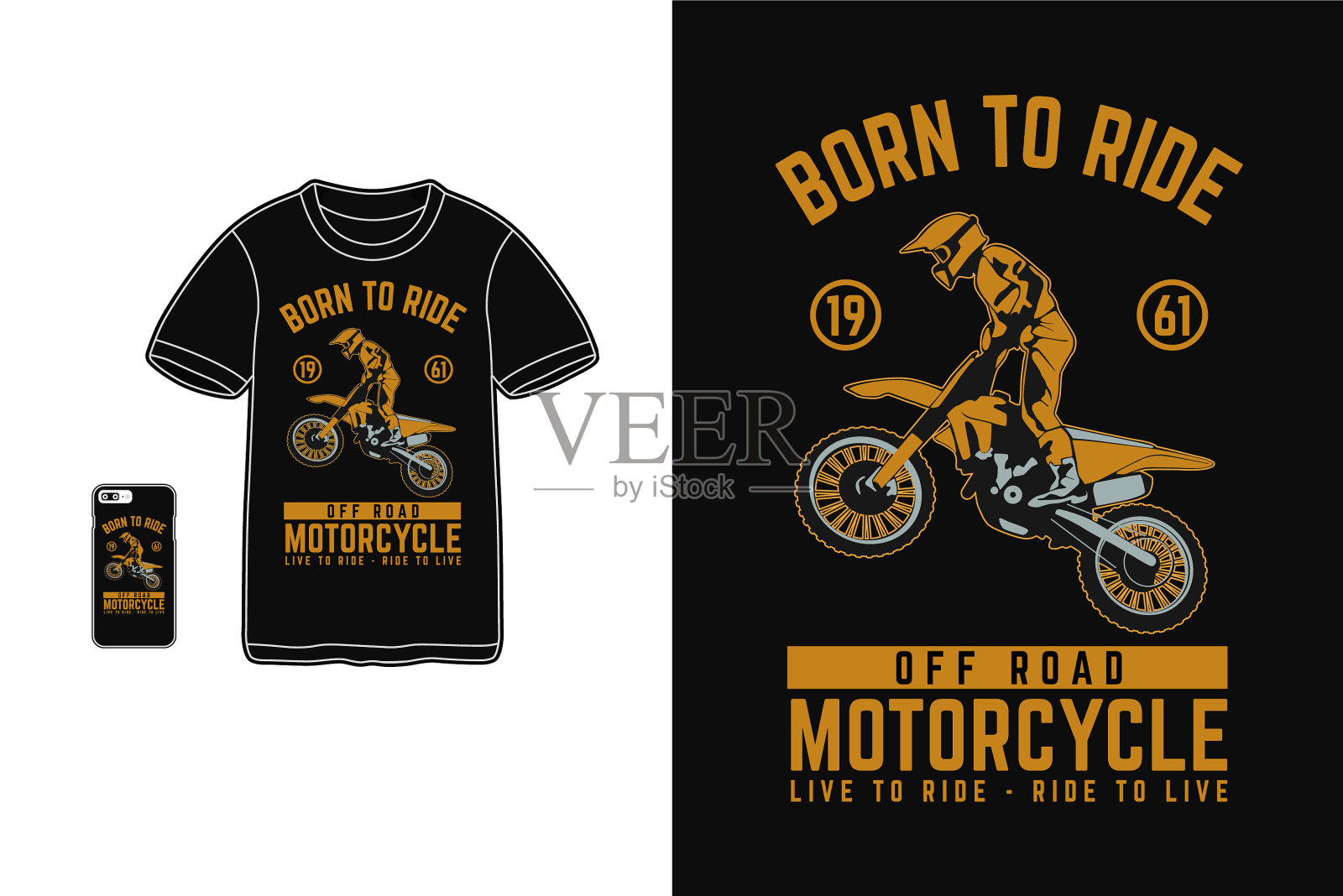 摩托车越野t恤设计轮廓插画图片素材