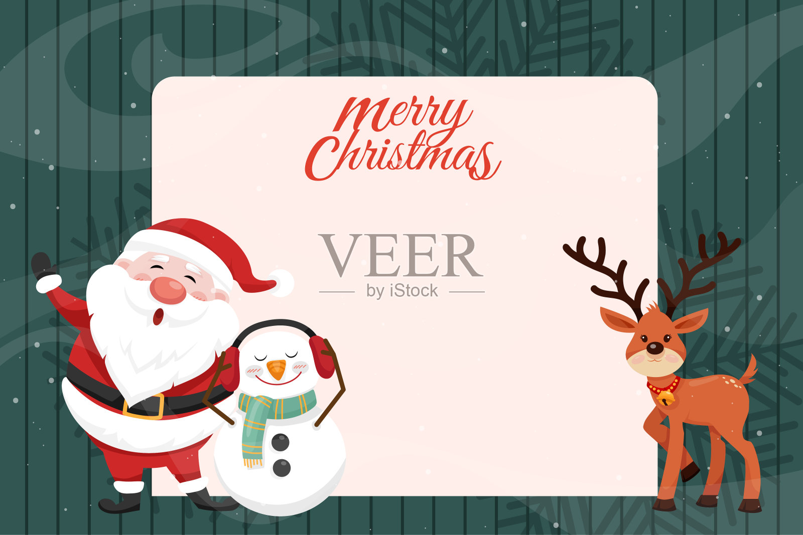带有圣诞老人和朋友的圣诞贺卡设计模板素材