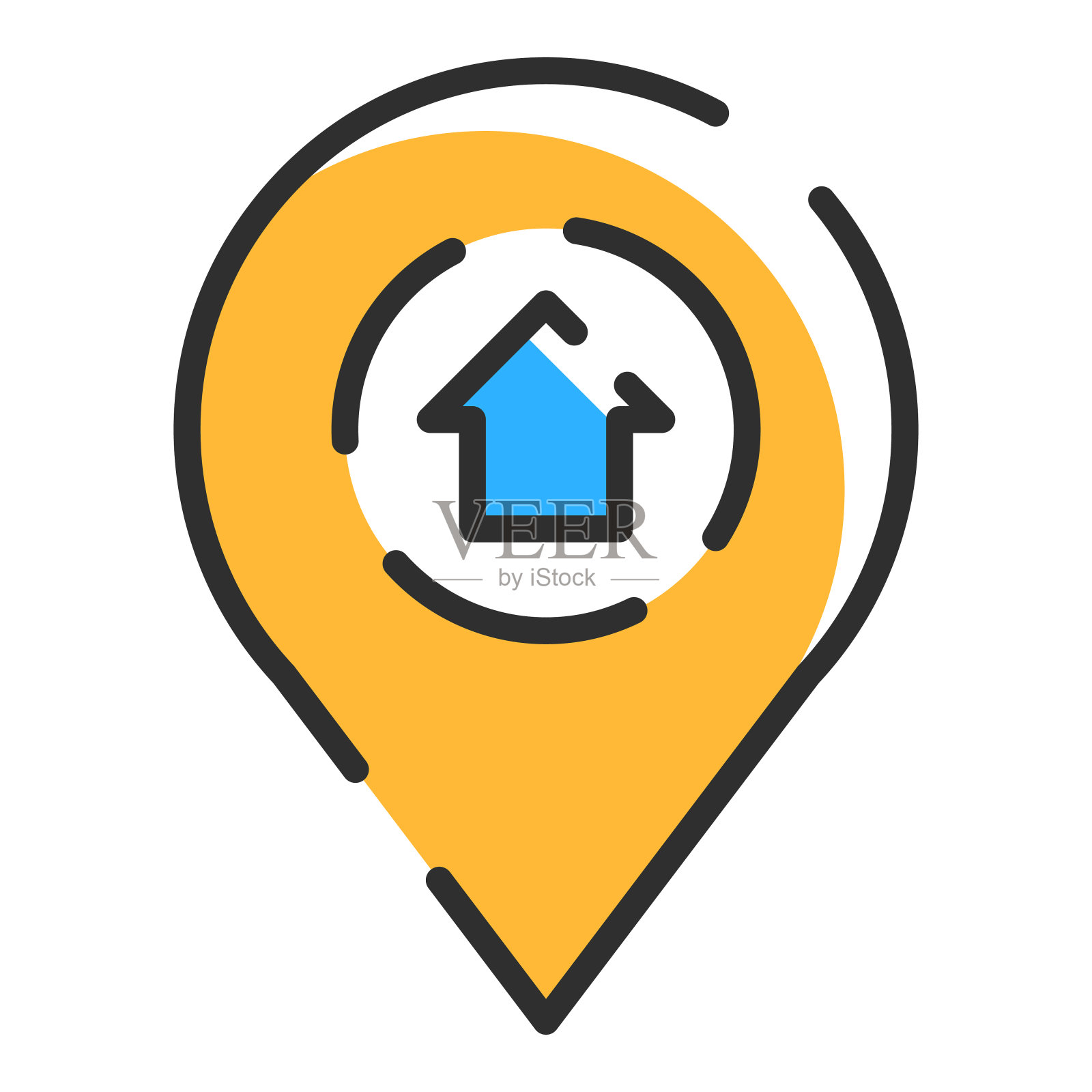 地图标记点线图标。导航标志的颜色。矢量图的概念。插画图片素材