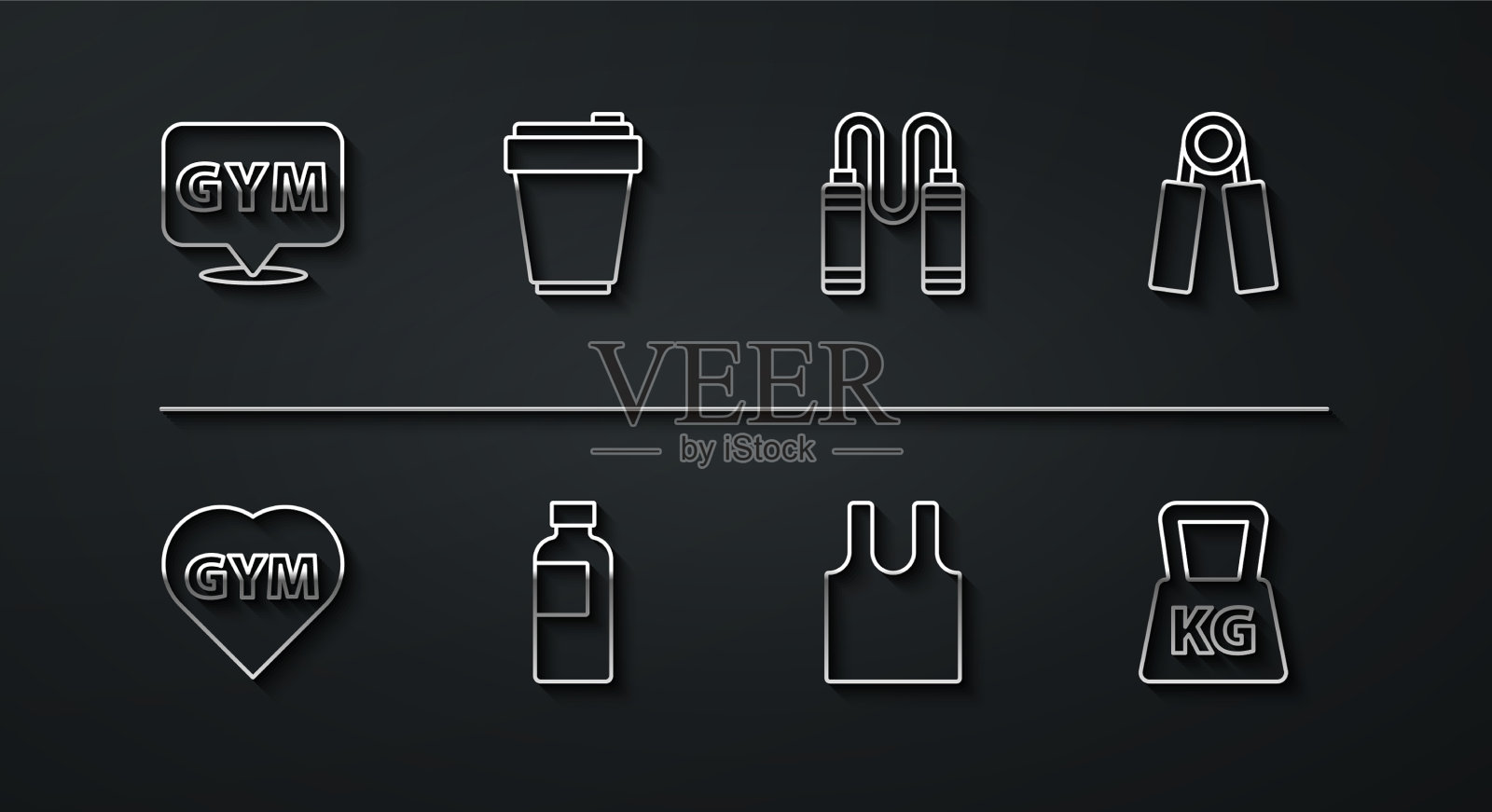 定线定位健身房健身心脏运动图标素材