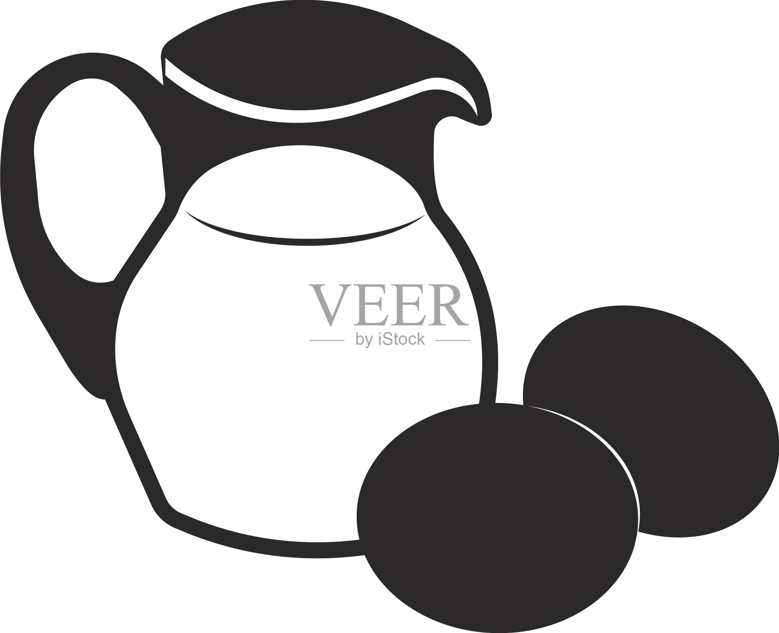 一壶牛奶和鸡蛋的形象插画图片素材