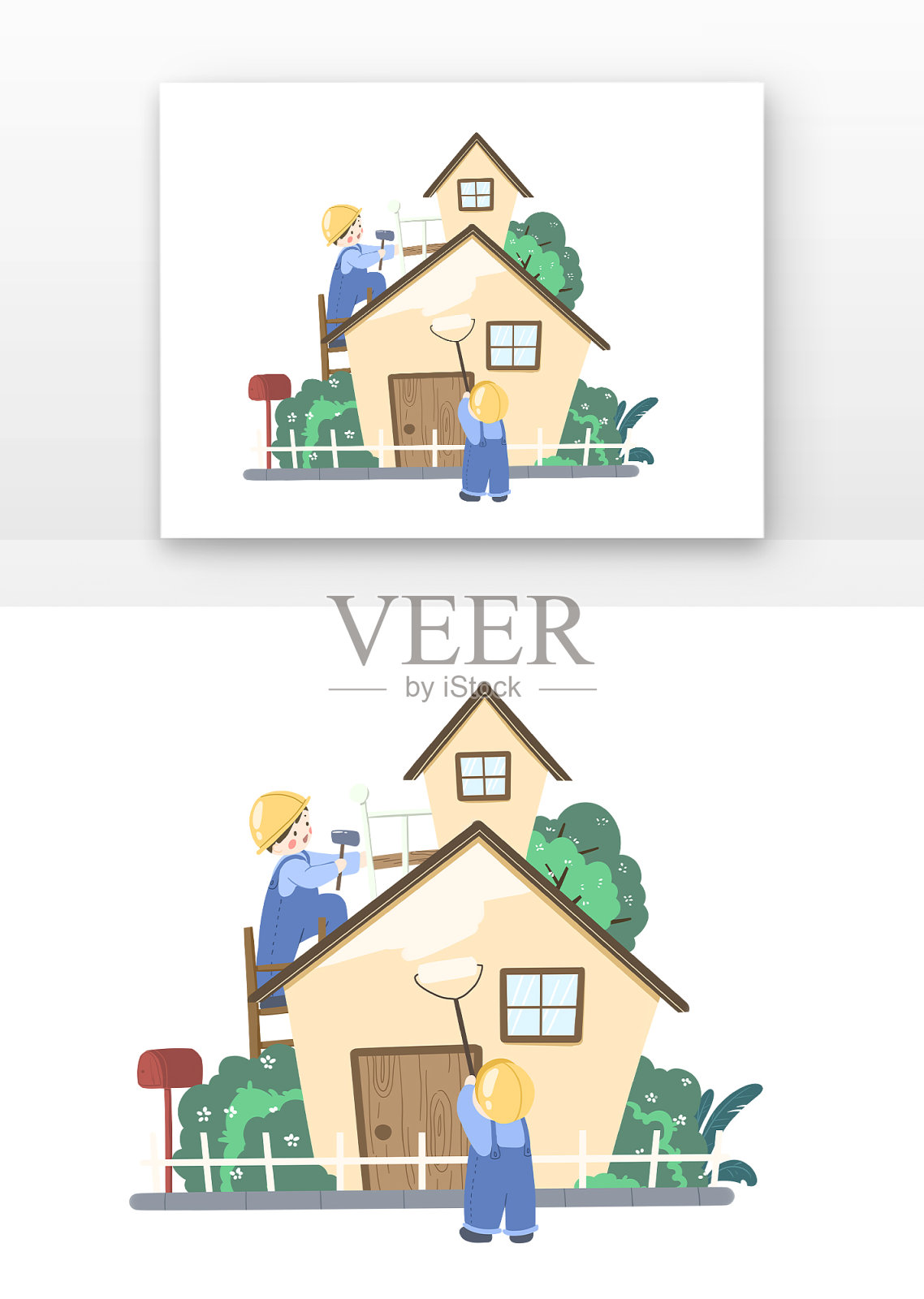 工人装修粉刷房子设计元素图片