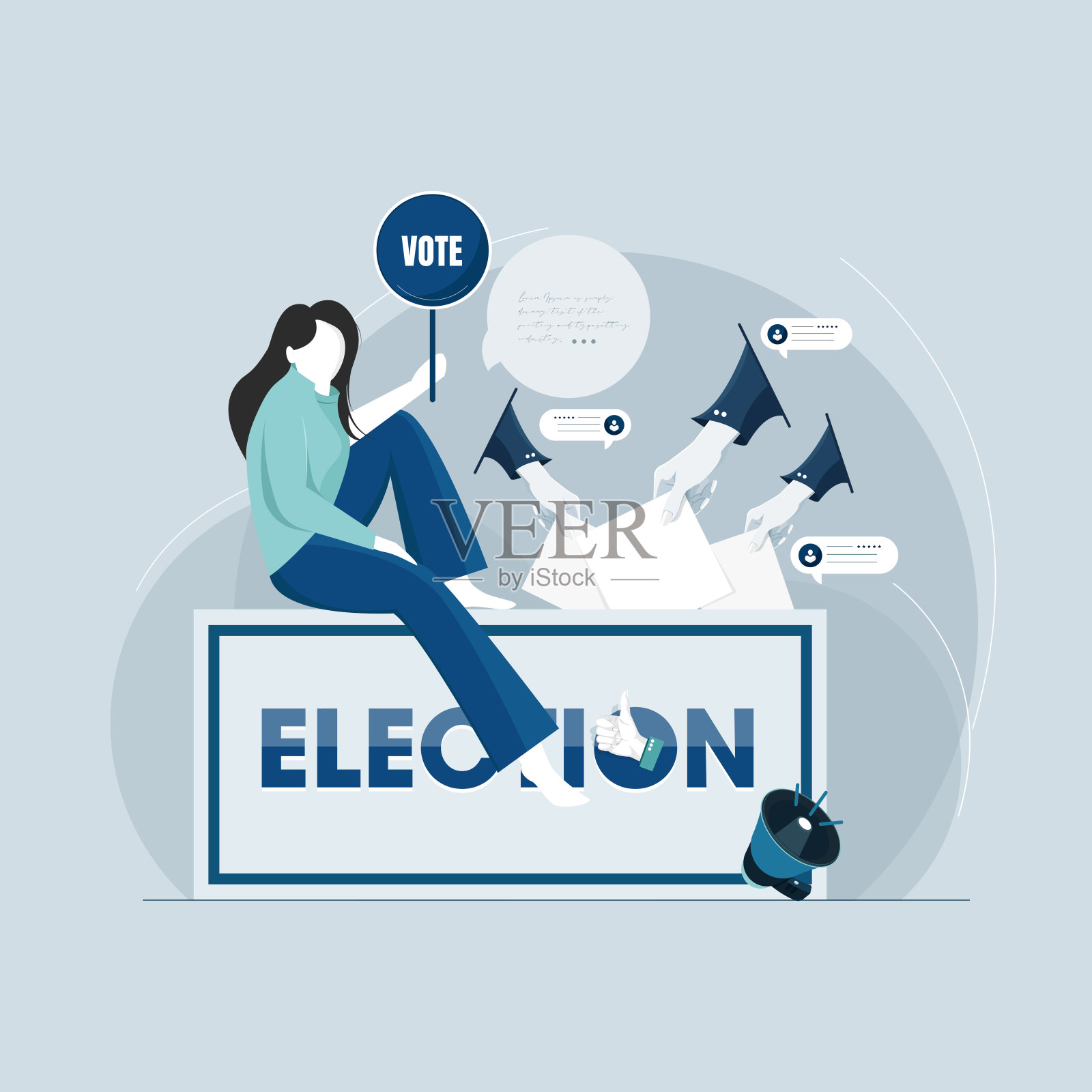 选举和社会民意调查的概念。插画图片素材