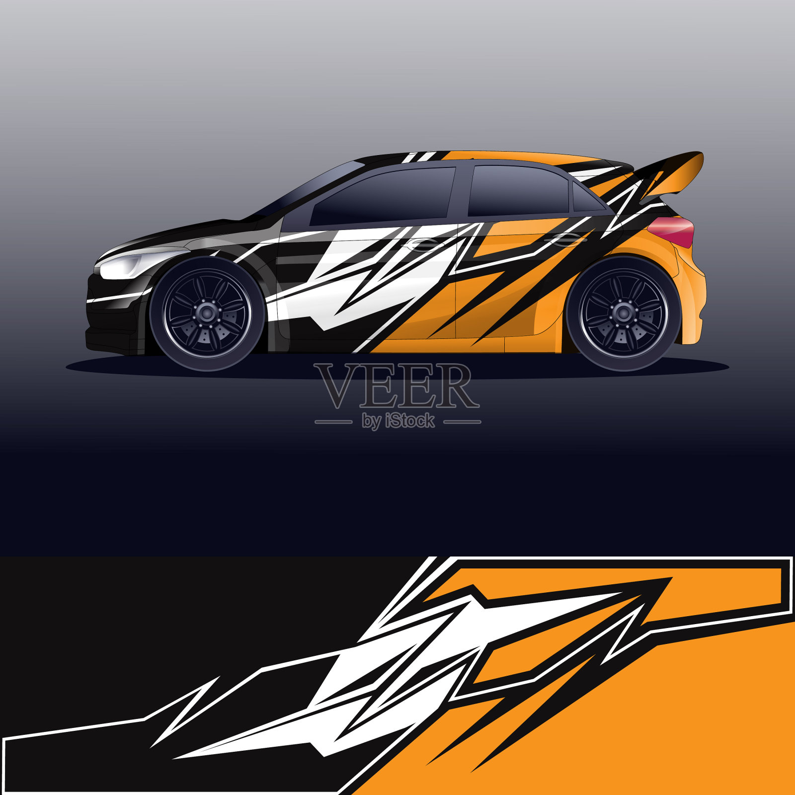 拉力赛汽车贴花图形包装插画图片素材