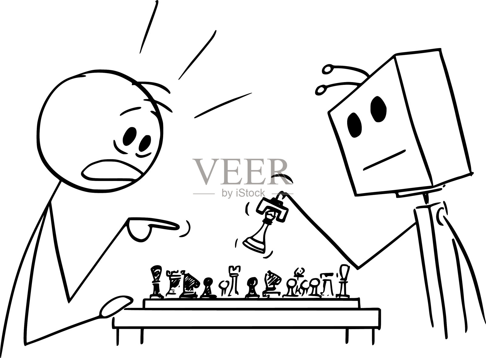 与机器人或人工机器人下棋的人设计元素图片