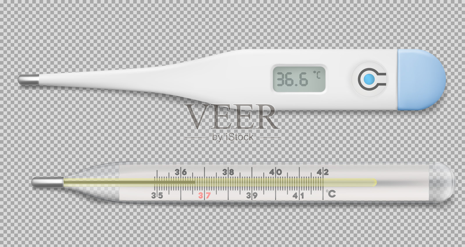 逼真的电子医疗体温计插画图片素材