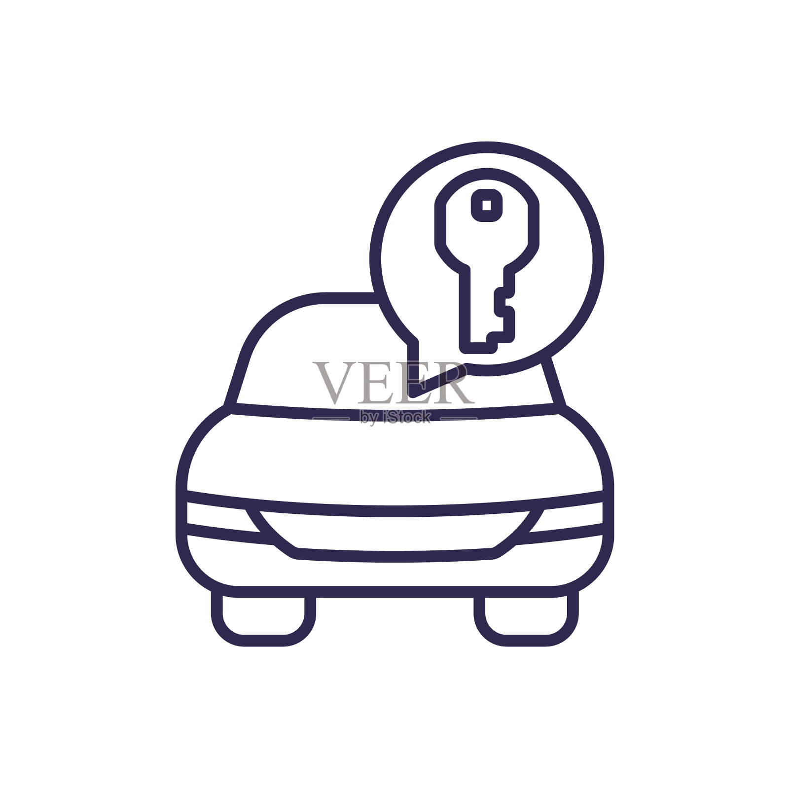 车和钥匙线图标设计元素图片