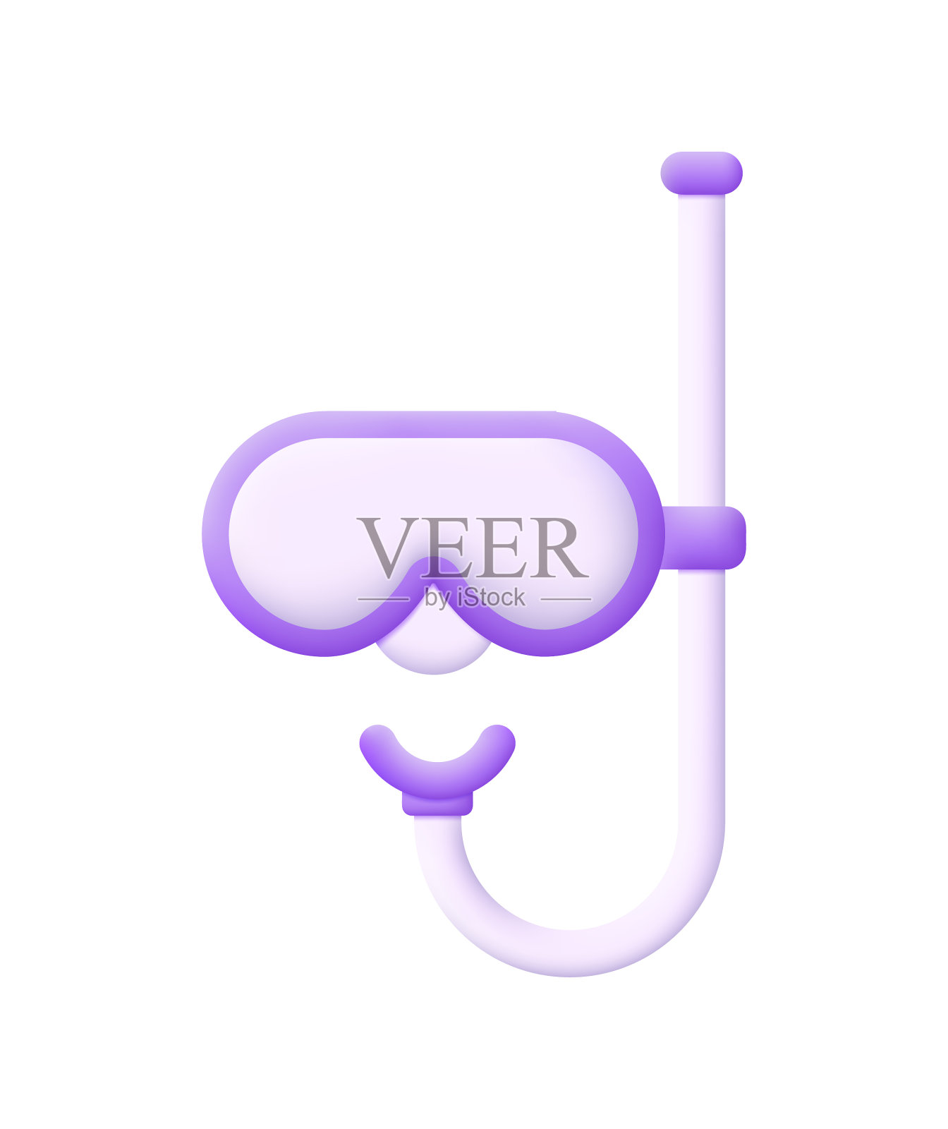 3d潜水面罩和通气管设计元素图片
