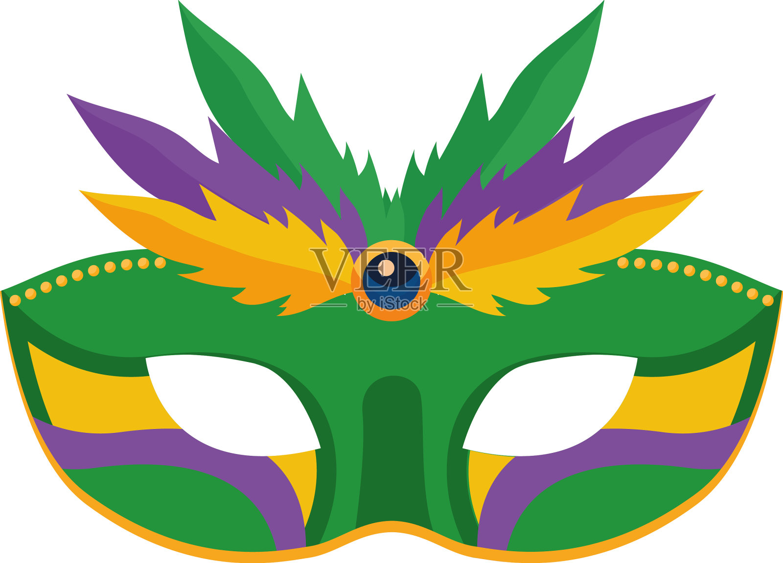 与世隔绝的带羽毛的狂欢节面具插画图片素材