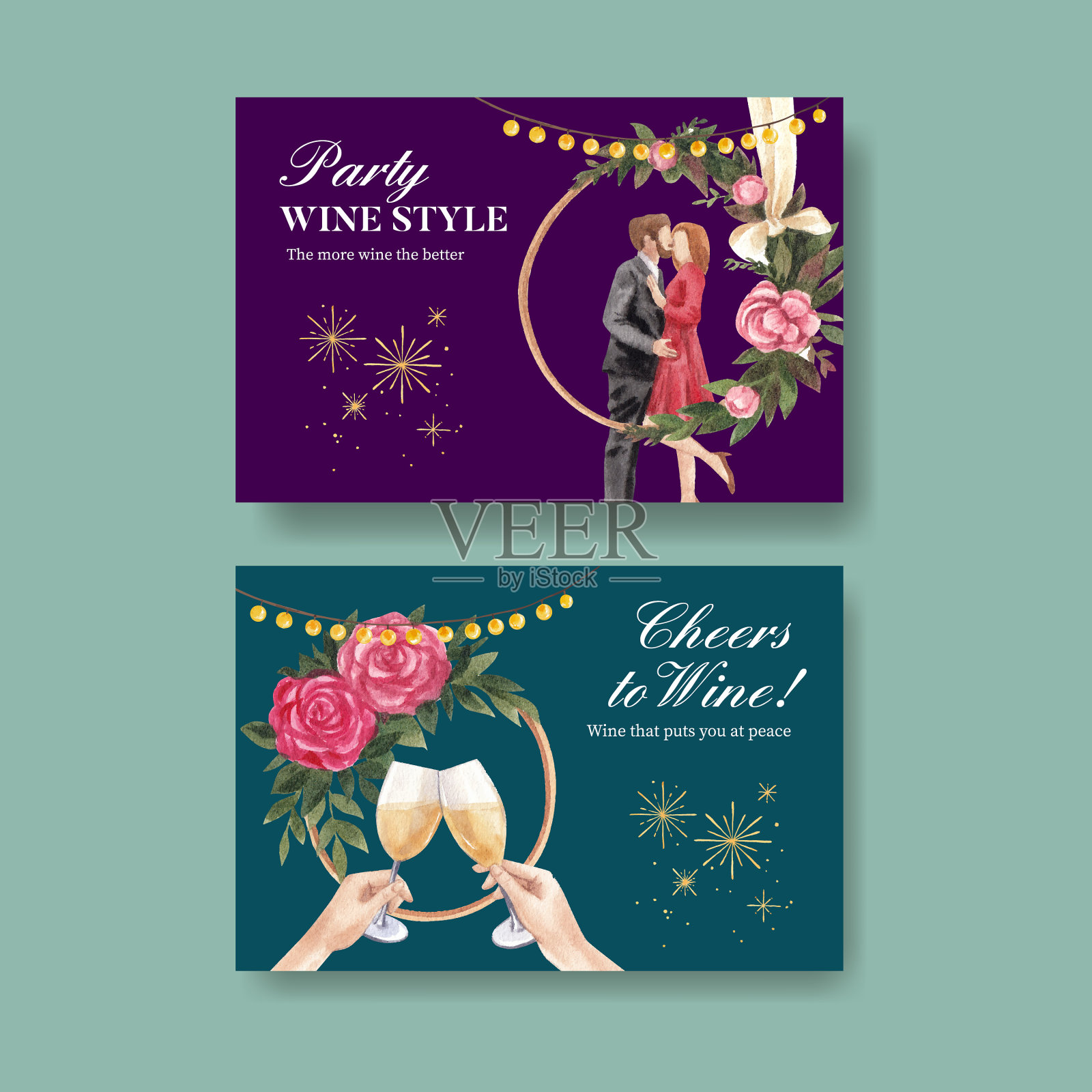 Facebook模板与酒会插画图片素材