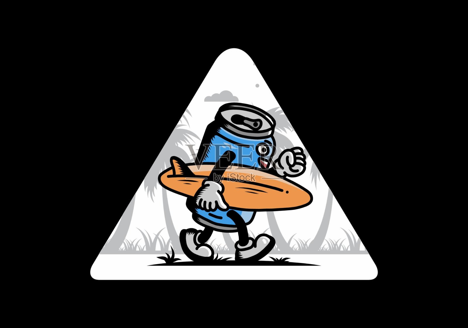 举着冲浪板的饮水罐的插图插画图片素材