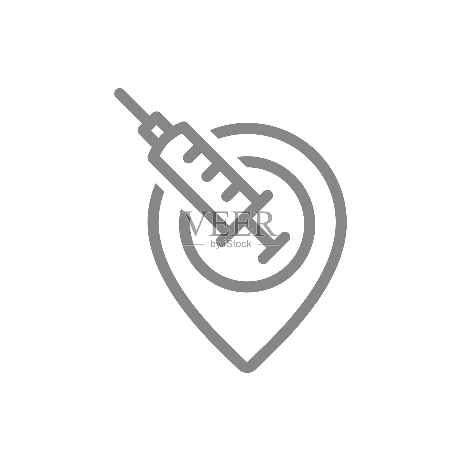 带有定位线图标的医疗注射器。注射，人口预防接种中心，预防接种信息，全球免疫标志插画图片素材