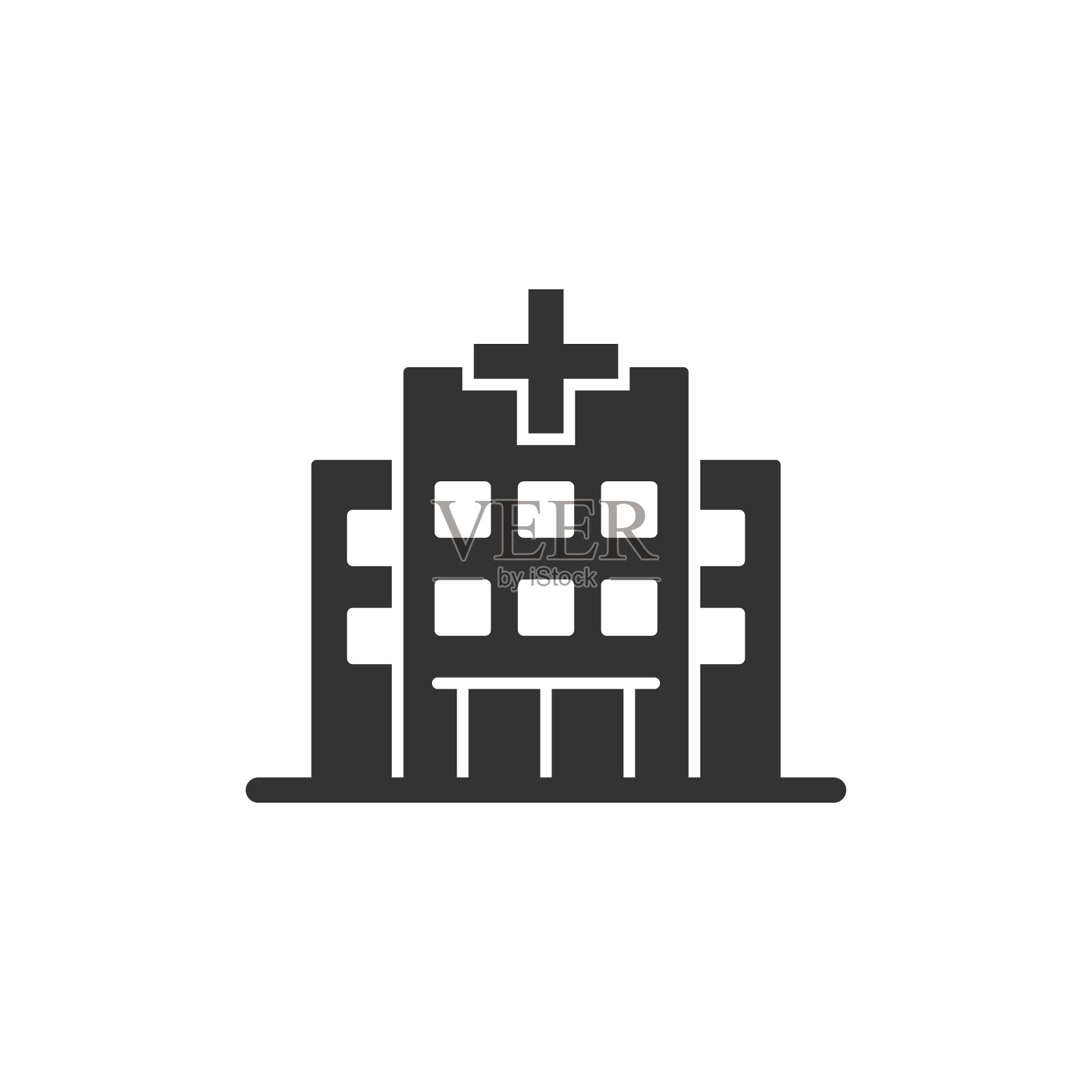 医院建筑图标在扁平化的医疗风格图标素材