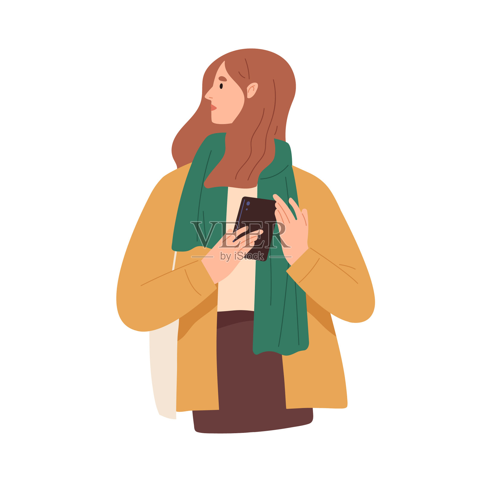 年轻女子拿着手机的人设计元素图片