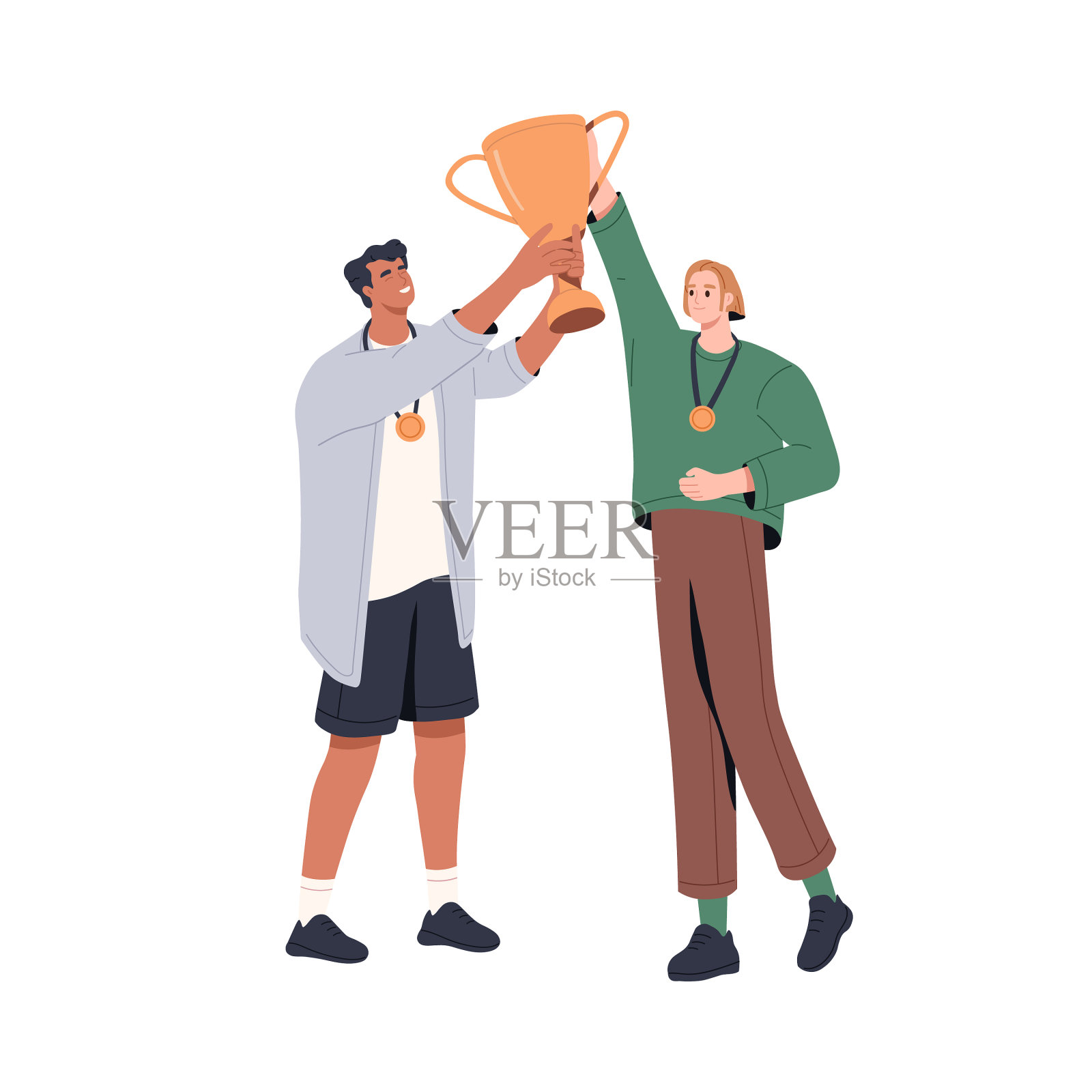 胜利者拿着金杯庆祝胜利设计元素图片
