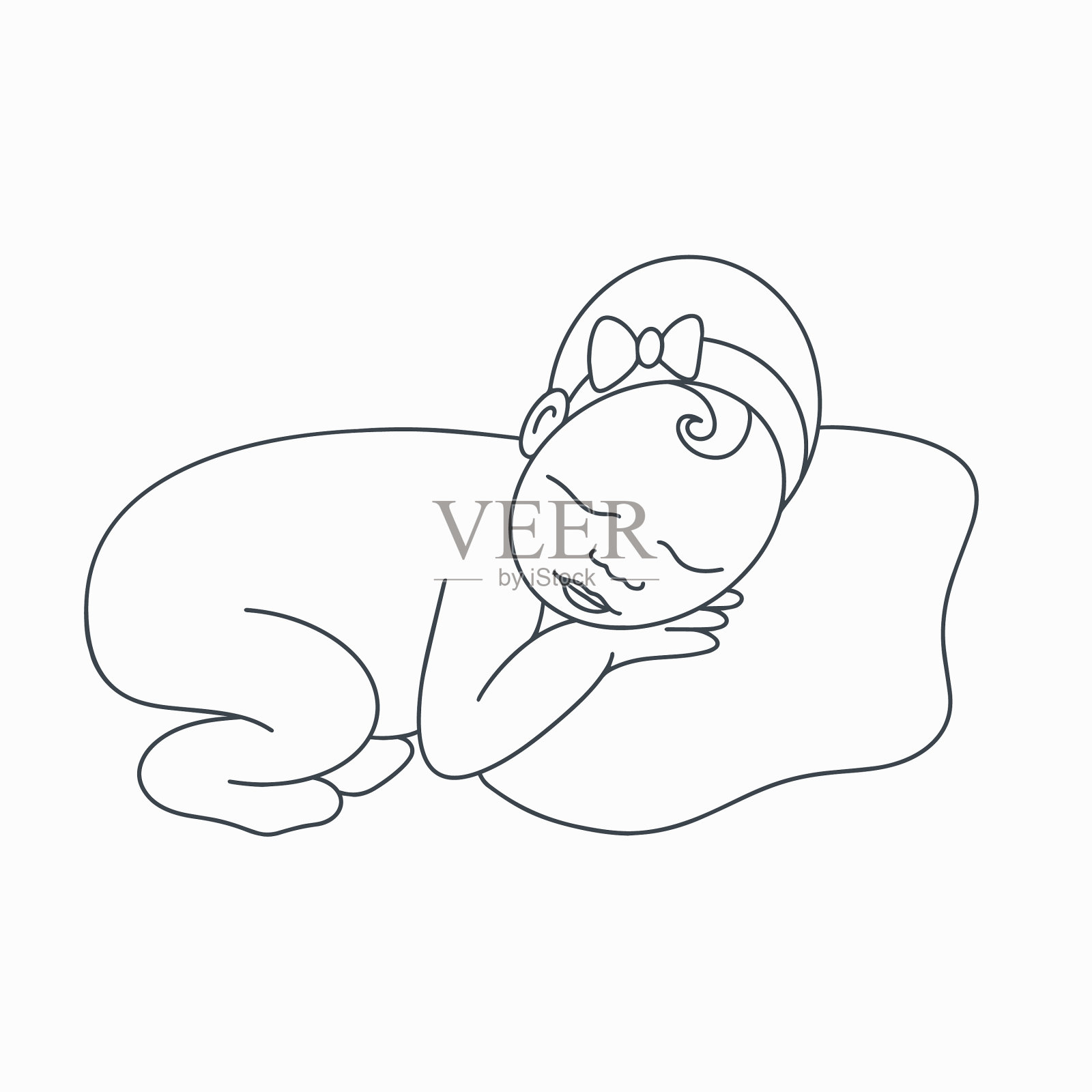 宝宝睡觉的涂鸦插画图片素材