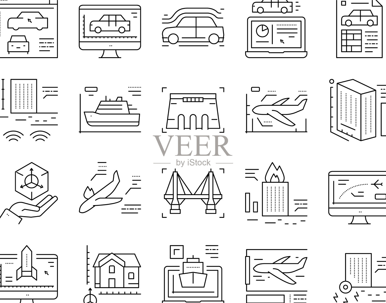 建模工程集合图标集图标素材