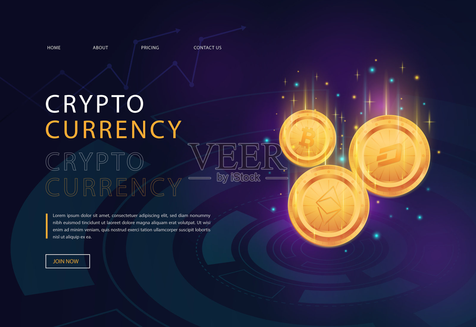 区块链加密货币响应登陆页面设计模板素材