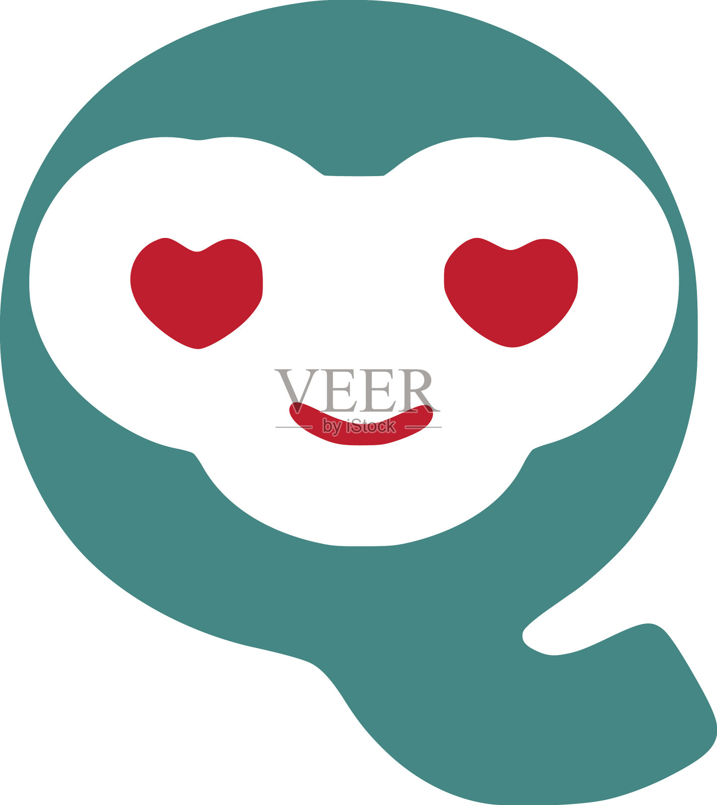 恋爱中的字母q在涂鸦中是一个可爱的角色设计元素图片